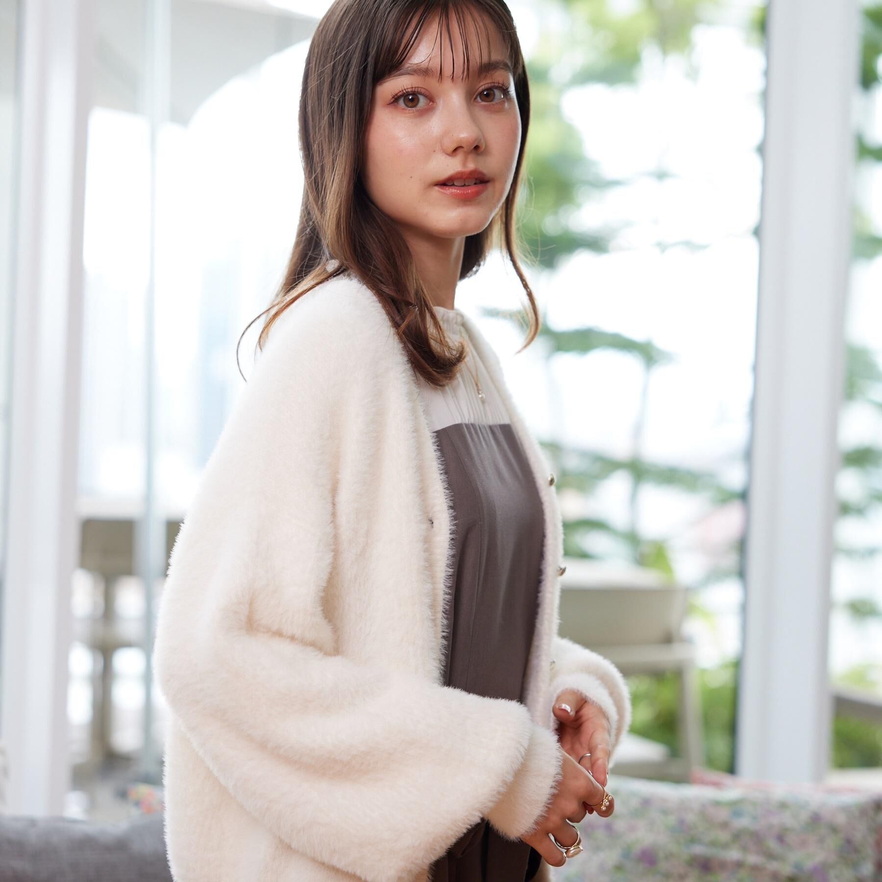 Couture broach「【ふわふわ/前後2WAY】フェザーカーディトップス」|カーディガン|