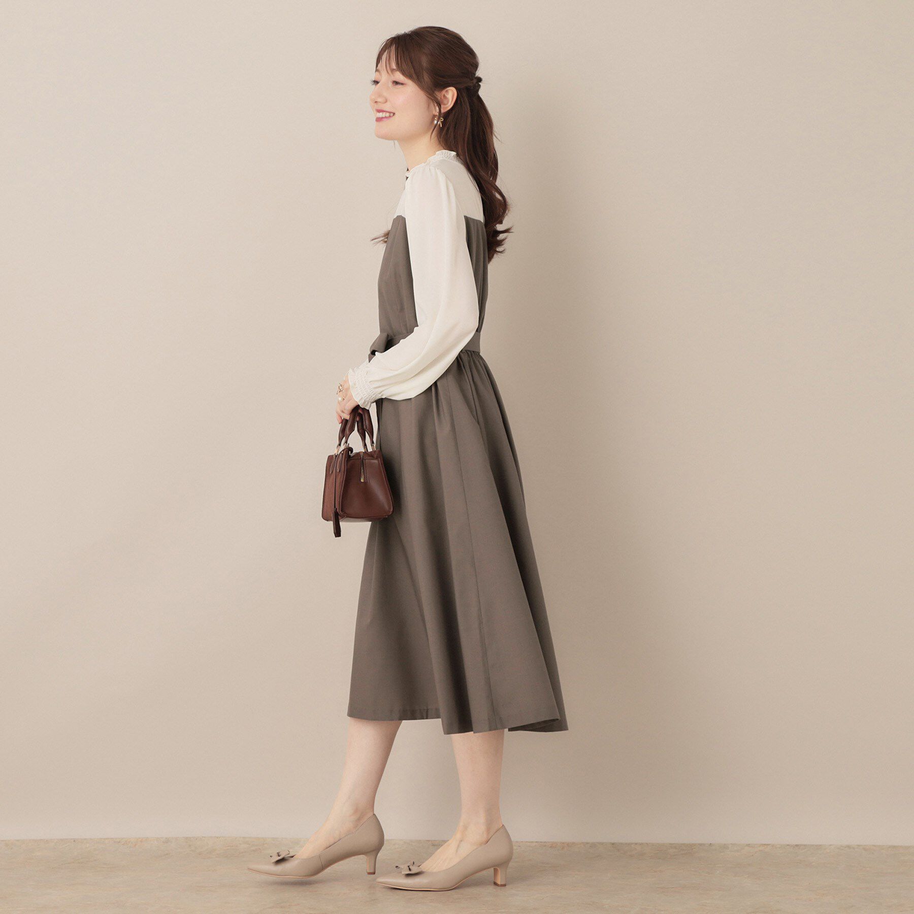 Couture broach「【レイヤード風・きれいめ・通勤】ドッキングベアワンピース」|ワンピース|