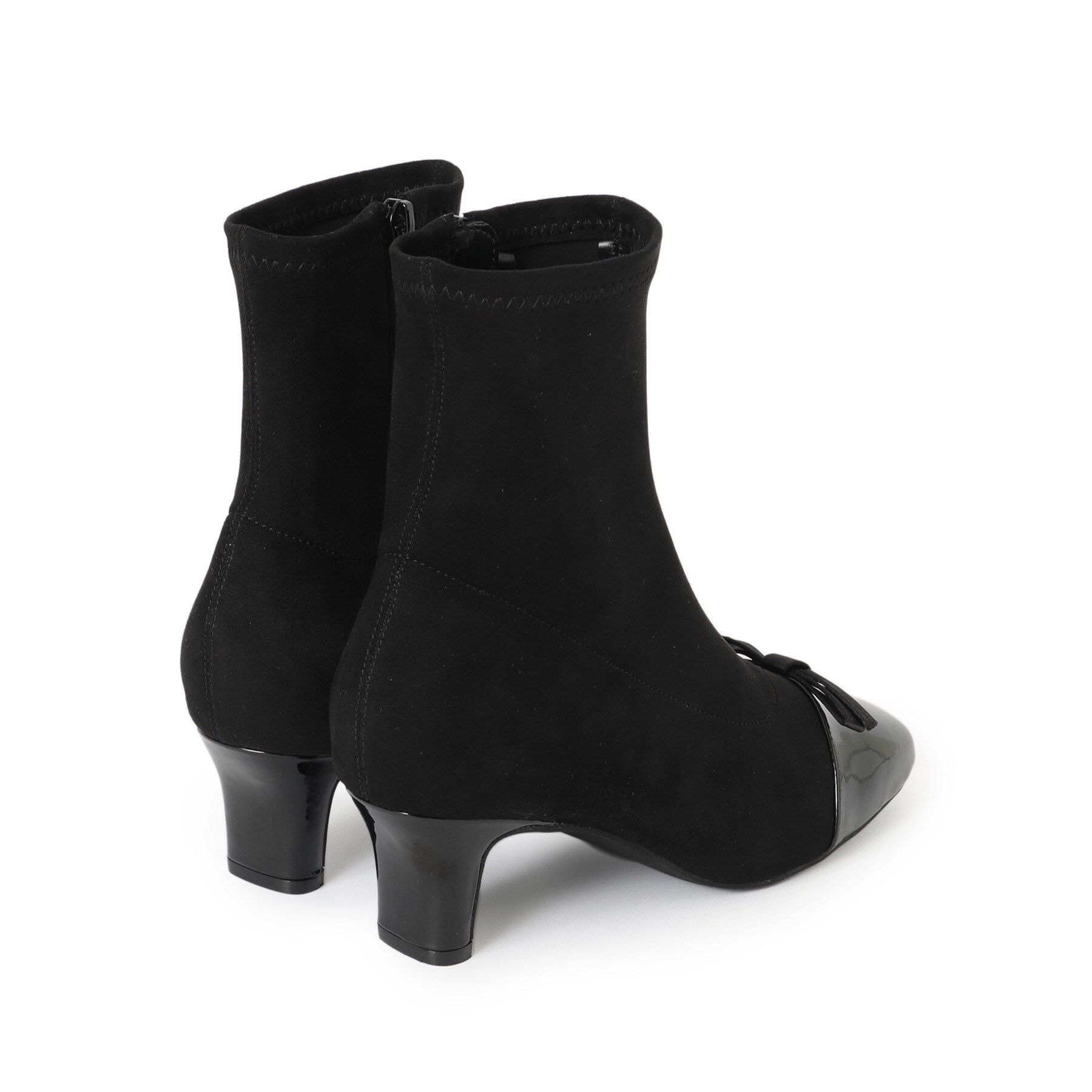 Couture broach「ドッキングデザインリボンストレッチブーツ」|ショートブーツ|