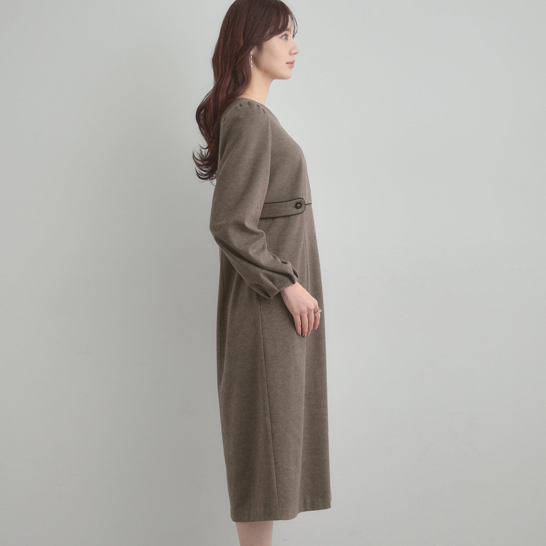 Couture broach「【通勤・起毛ポンチ】配色Aラインワンピース」|ワンピース|