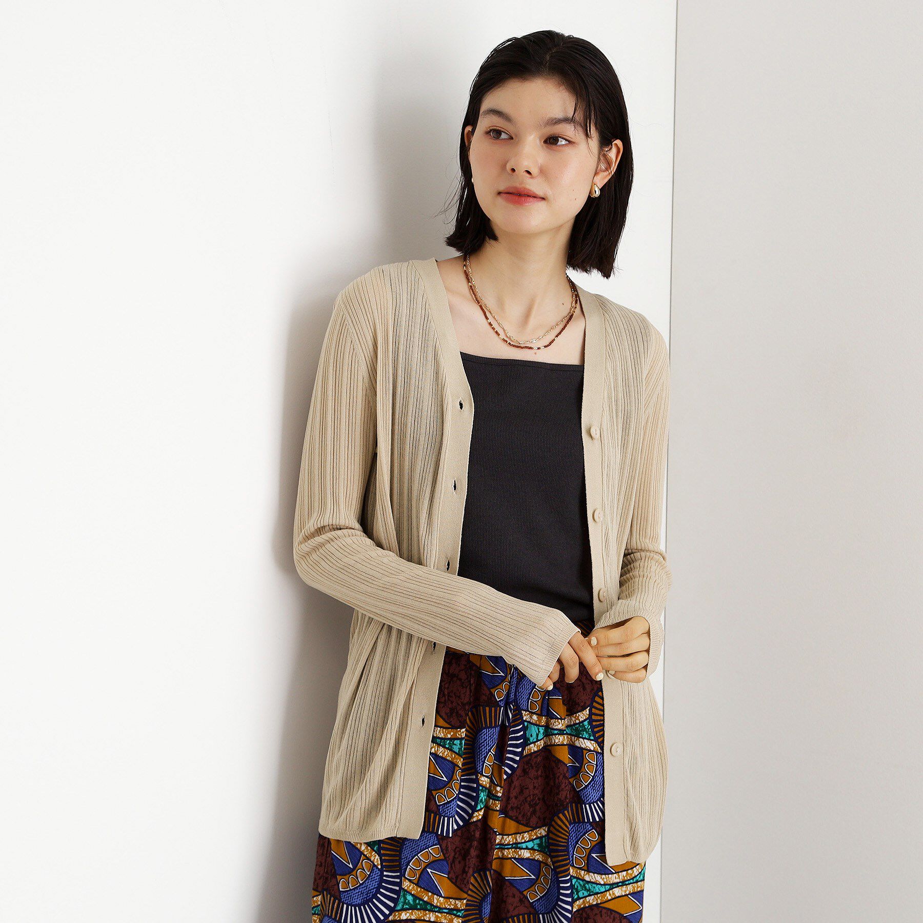 THE SHOP TK「ランダムリブカーディガン【洗濯機OK】」|カーディガン|グレージュ(050)