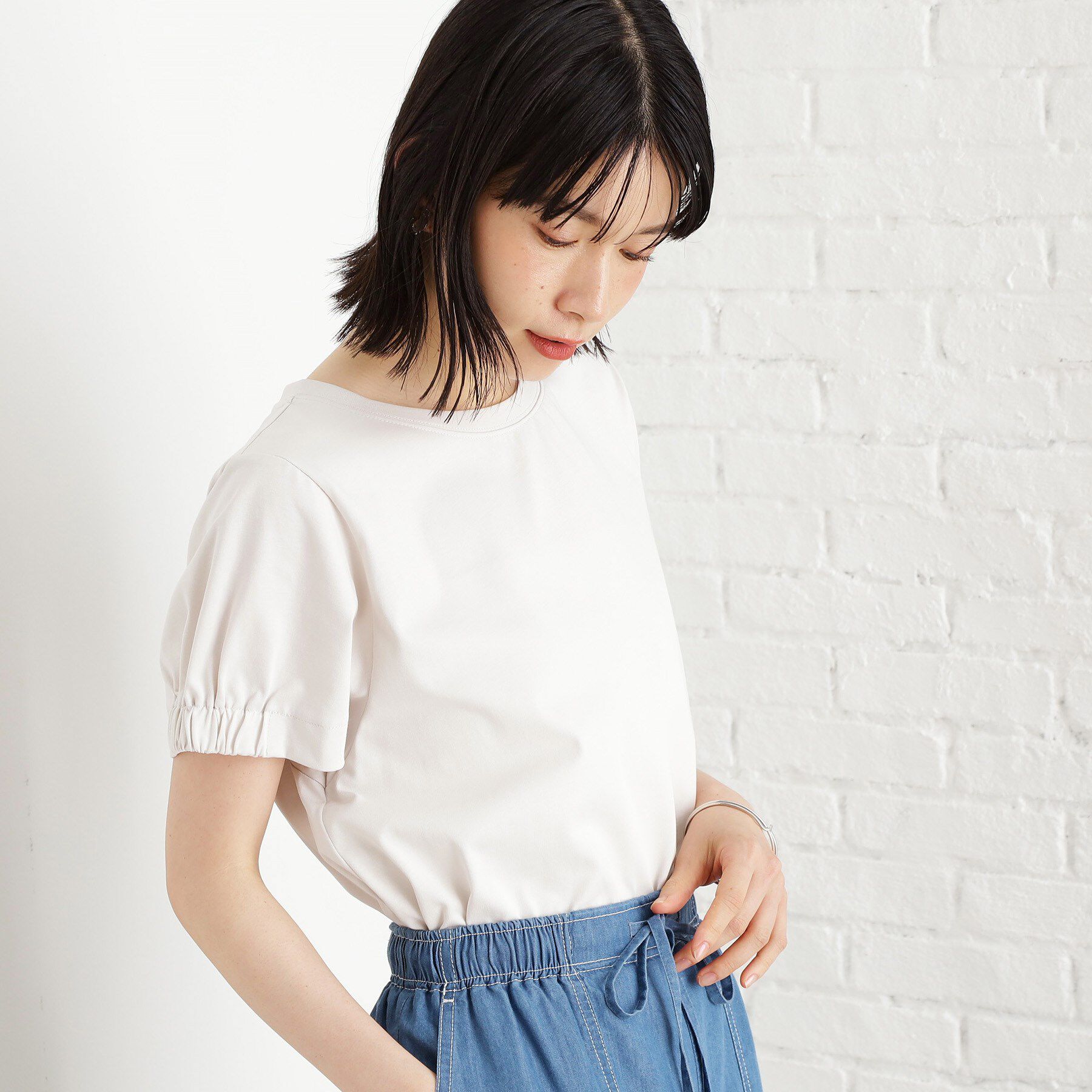 THE SHOP TK「袖タックTシャツ【接触冷感/毛玉になりにくい/UV】」|Tシャツ・カットソー|