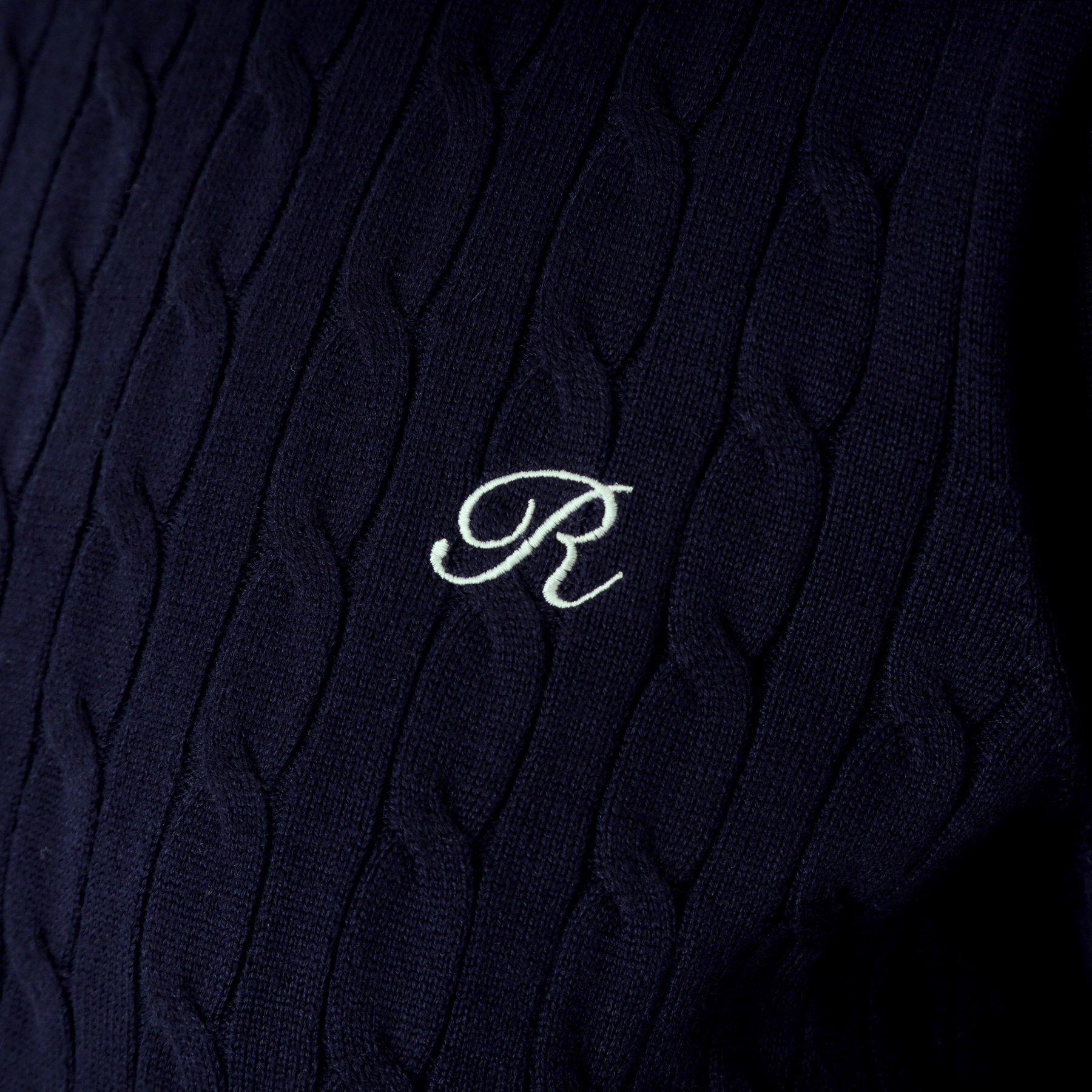 THE SHOP TK「ワンポイント刺繍ケーブル半袖ニット【洗濯機OK】」|ニット・セーター|