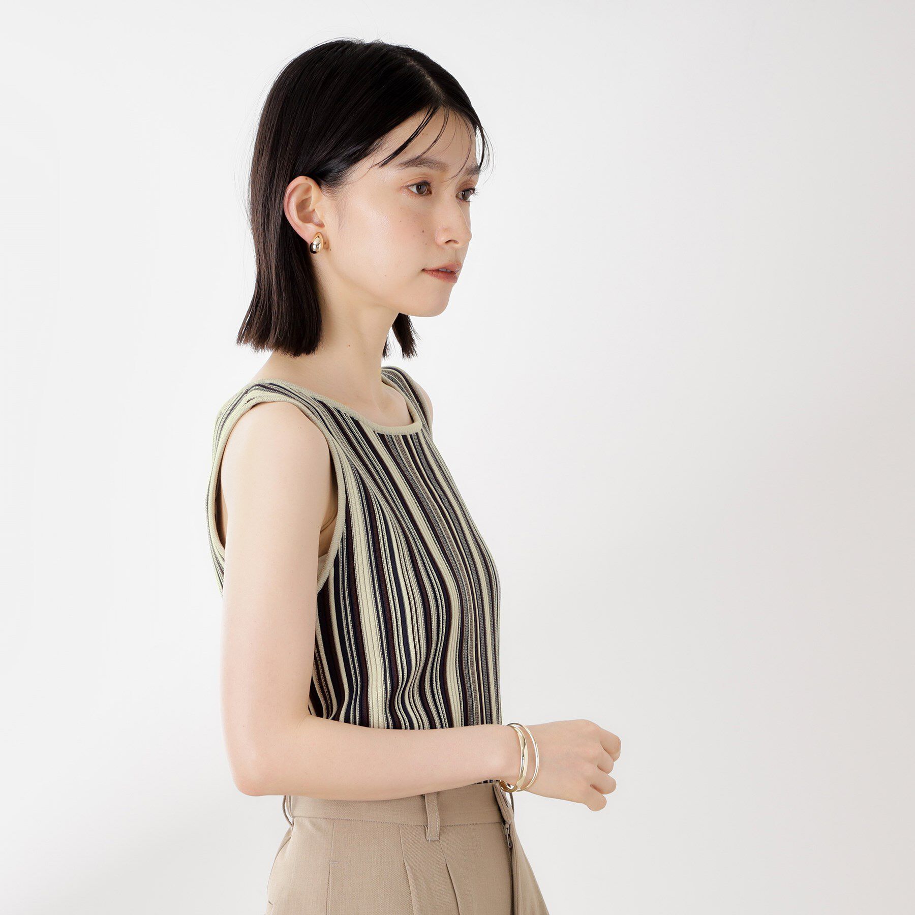 THE SHOP TK「【前後2WAY】ストライプ柄ニットタンクトップ」|ニット・セーター|