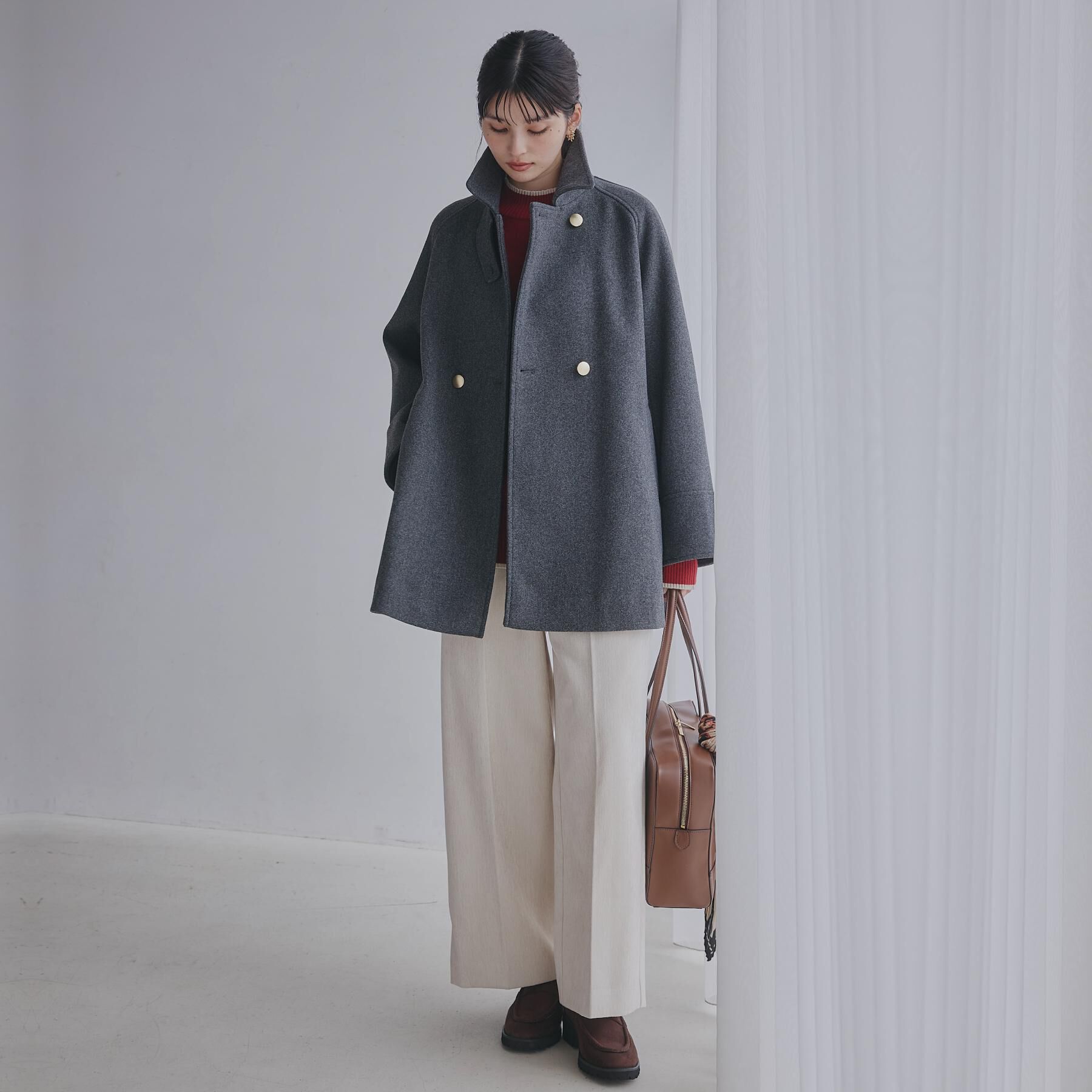 THE SHOP TK「クラシカルな装い ウールライクスタンドカラーコート」|その他|