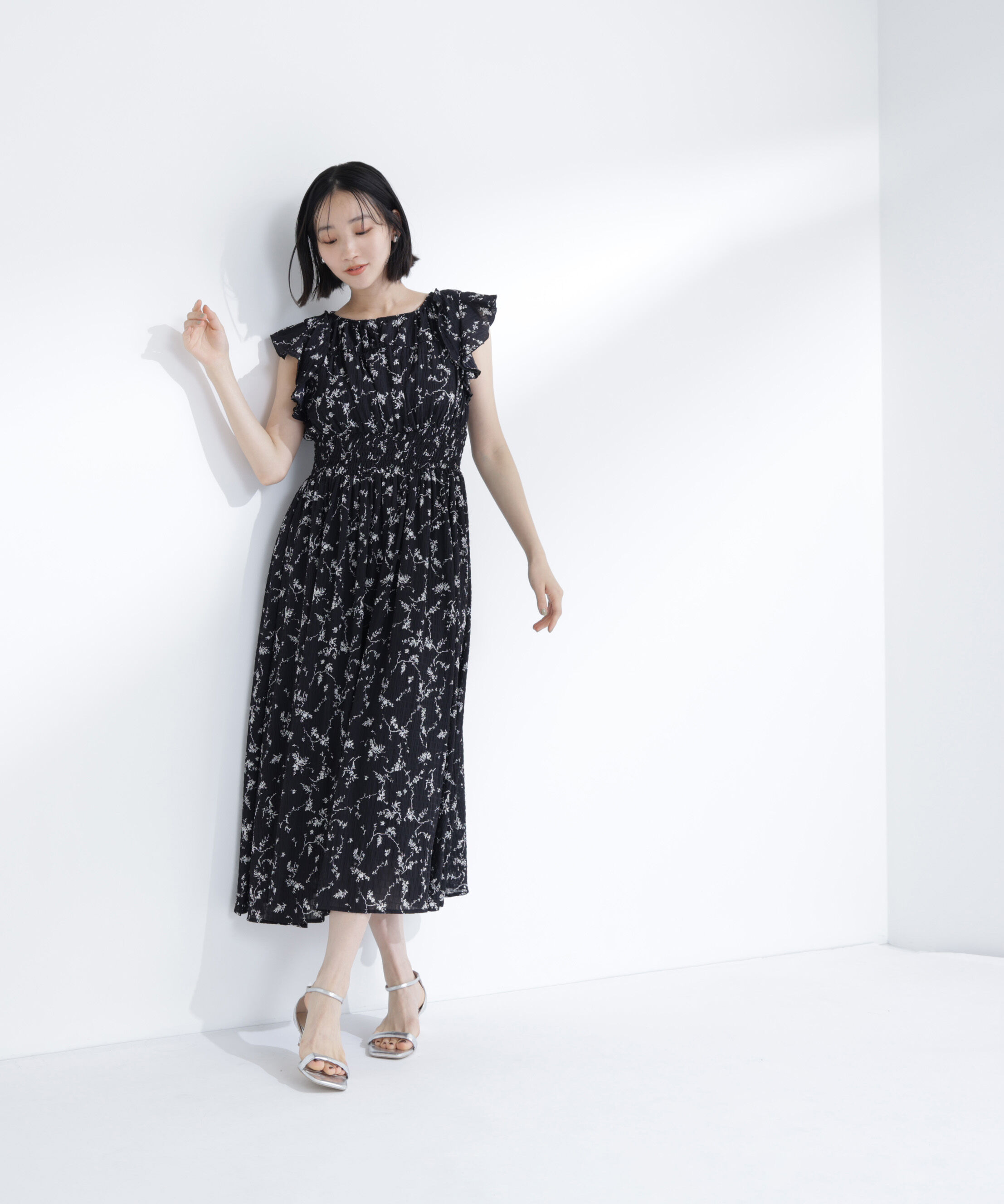  「フラワープリントフリルワンピース」|ワンピース|