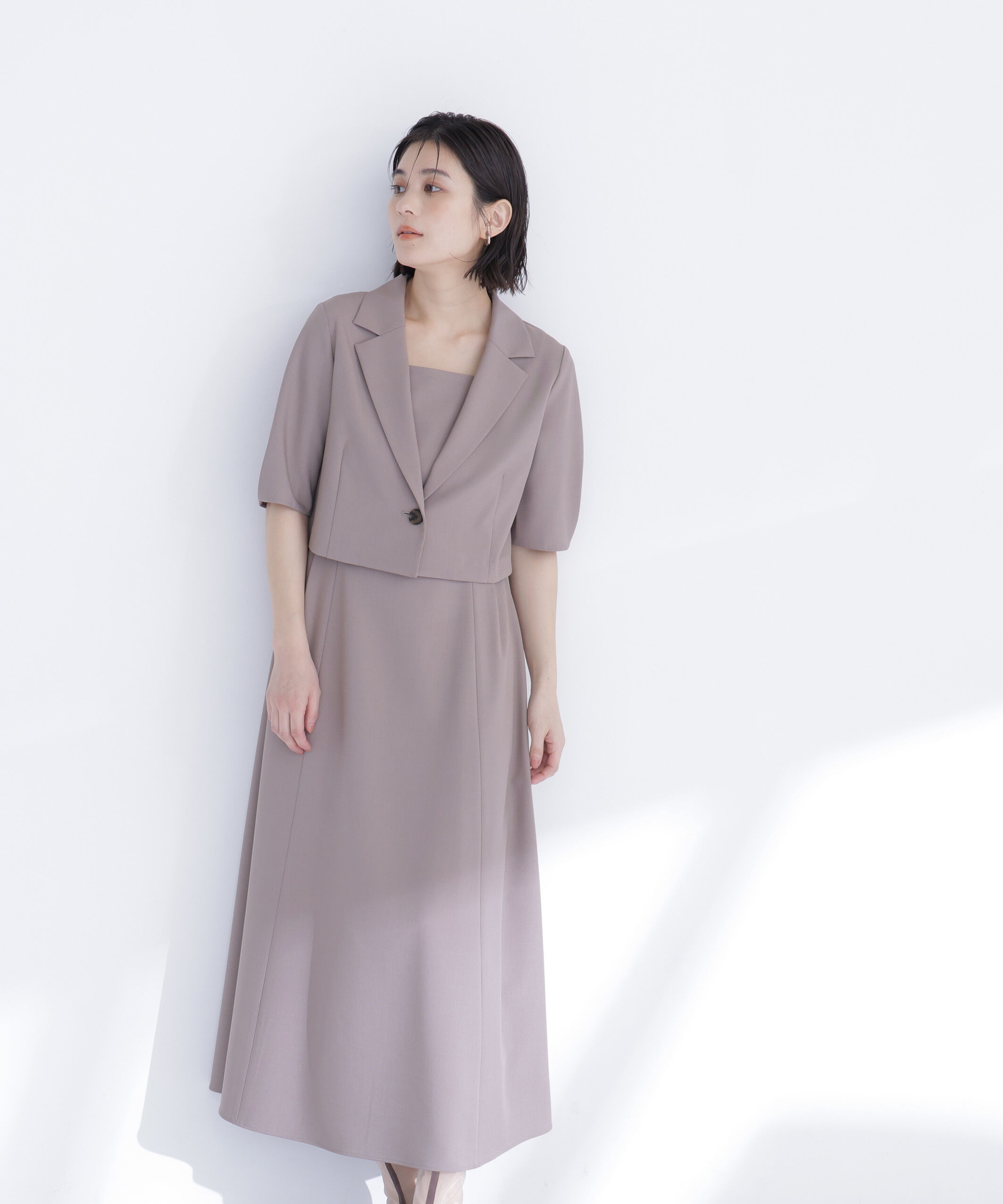  「ショートジャケット＆ワンピース」|ワンピース|ブラウン