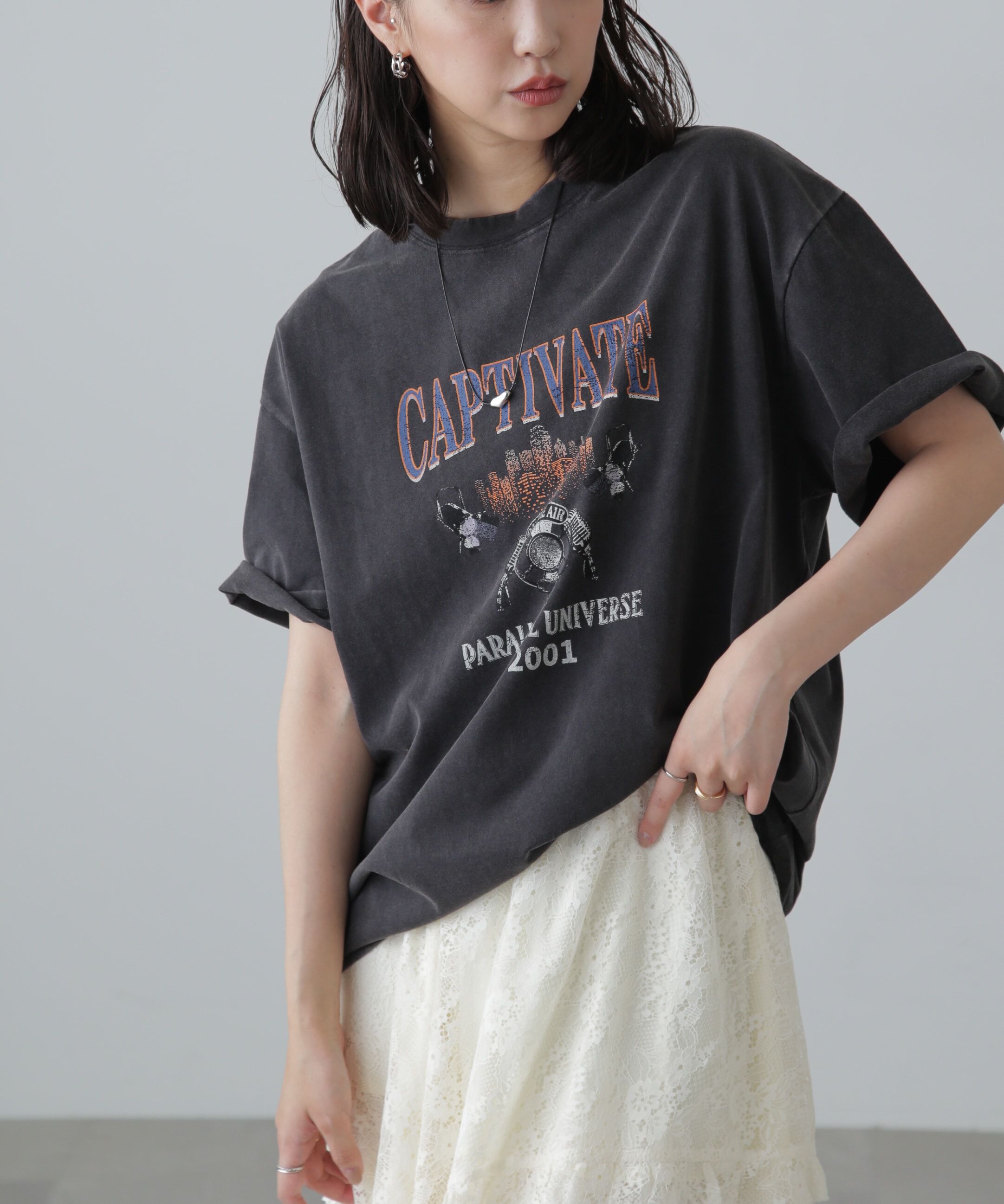  「ヴィンテージライクプリントTシャツ」|Tシャツ・カットソー|