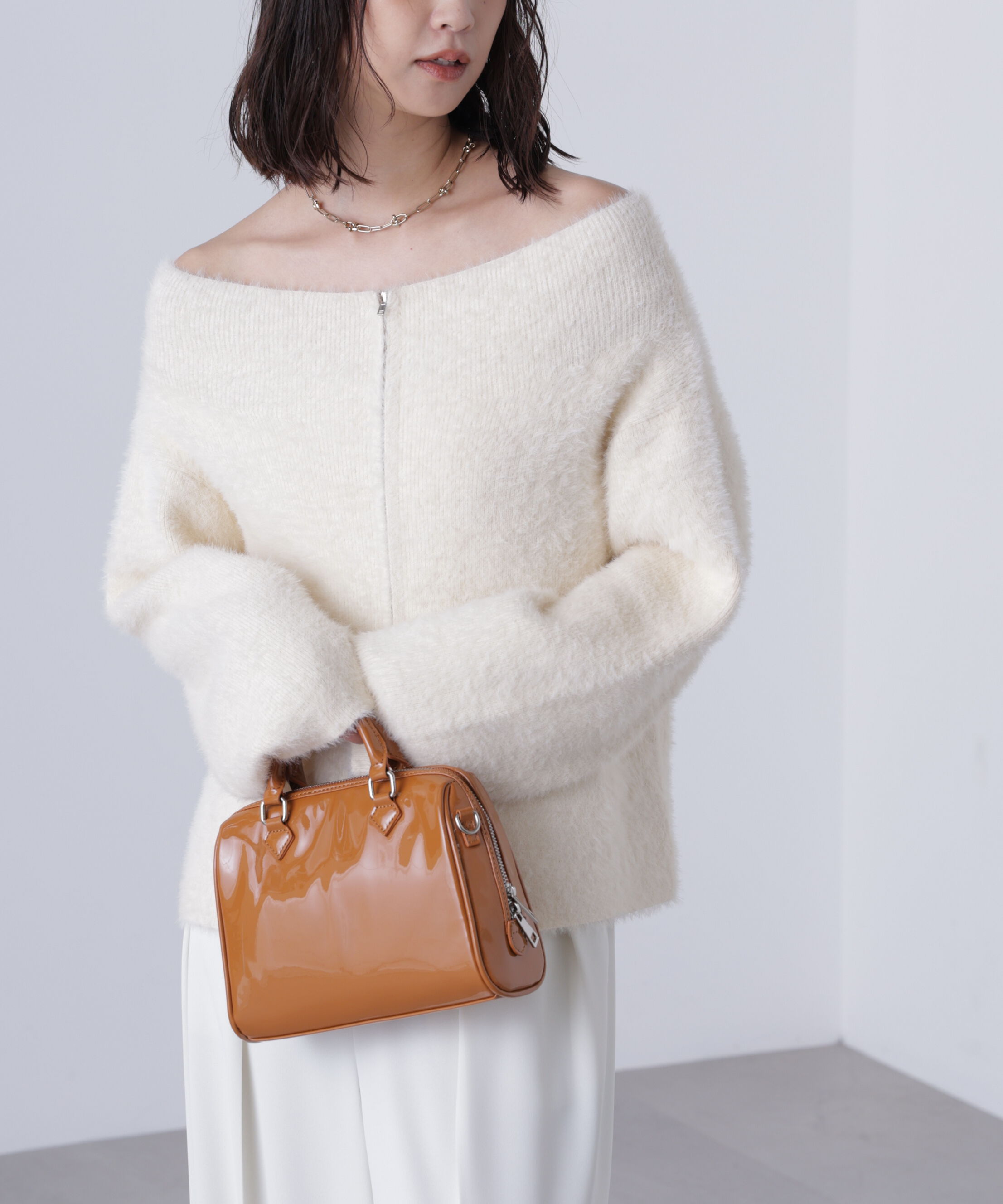  「前後2WAYオフショルシャギージップカーディガン」|ニット・セーター|