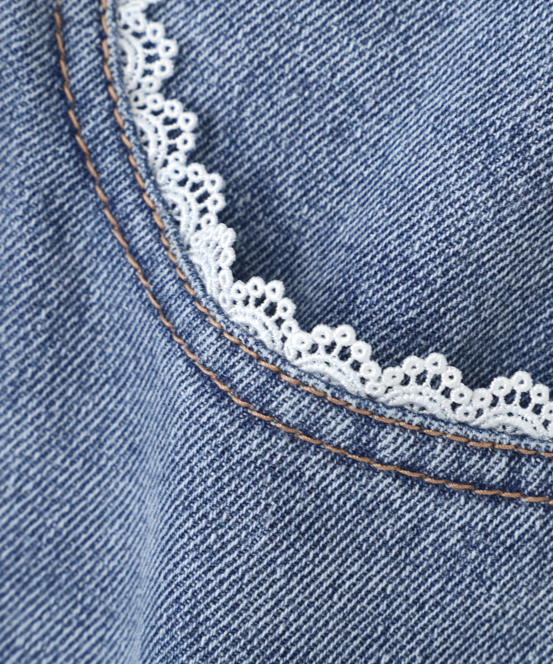  「[低身長サイズ/Sシリーズ]レーストリミングワイドストレートデニムパンツ」|その他|