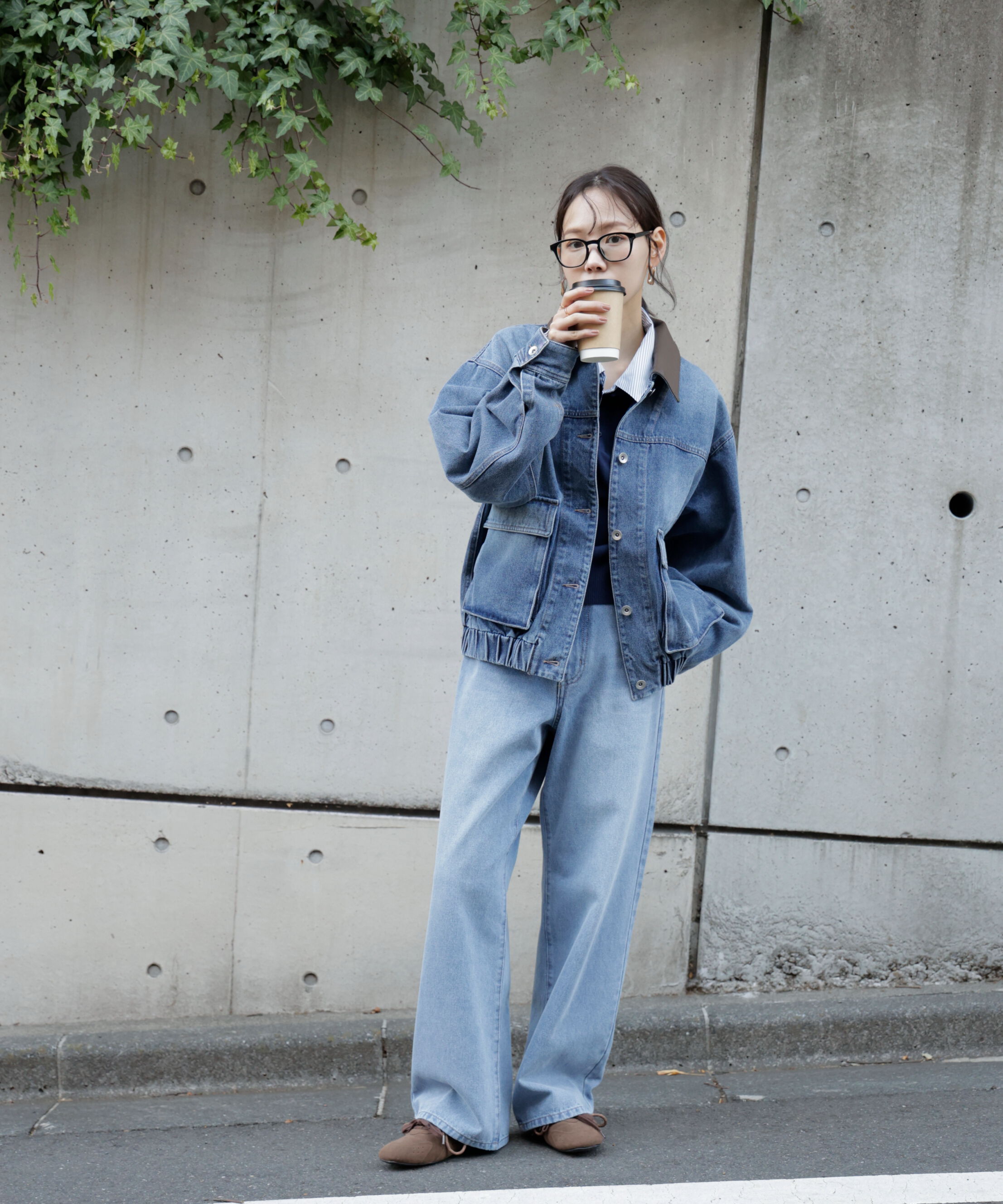  「[低身長サイズ/Sシリーズ]レーストリミングワイドストレートデニムパンツ」|その他|