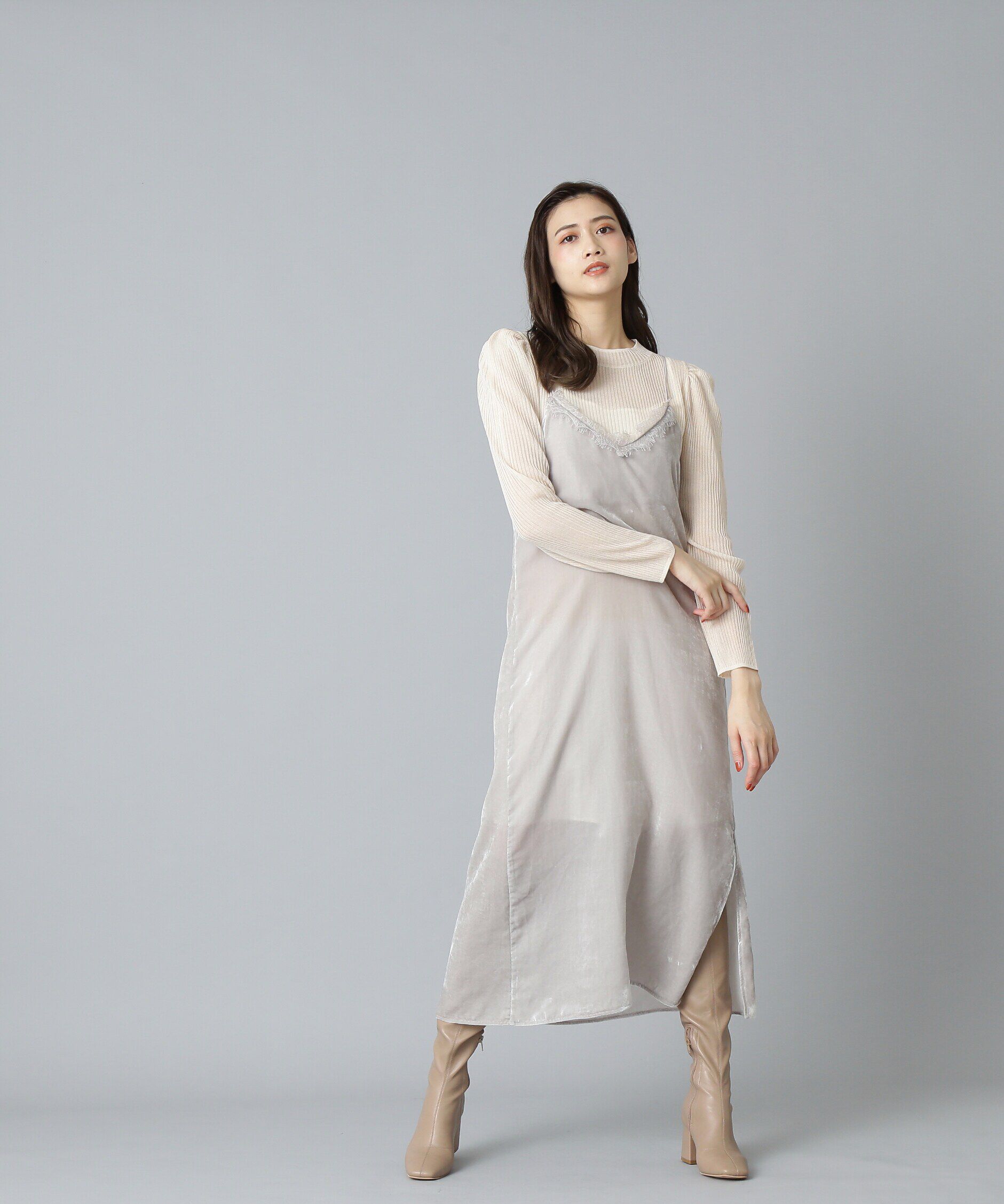  「シアートップスキャミワンピースセット」|ワンピース|