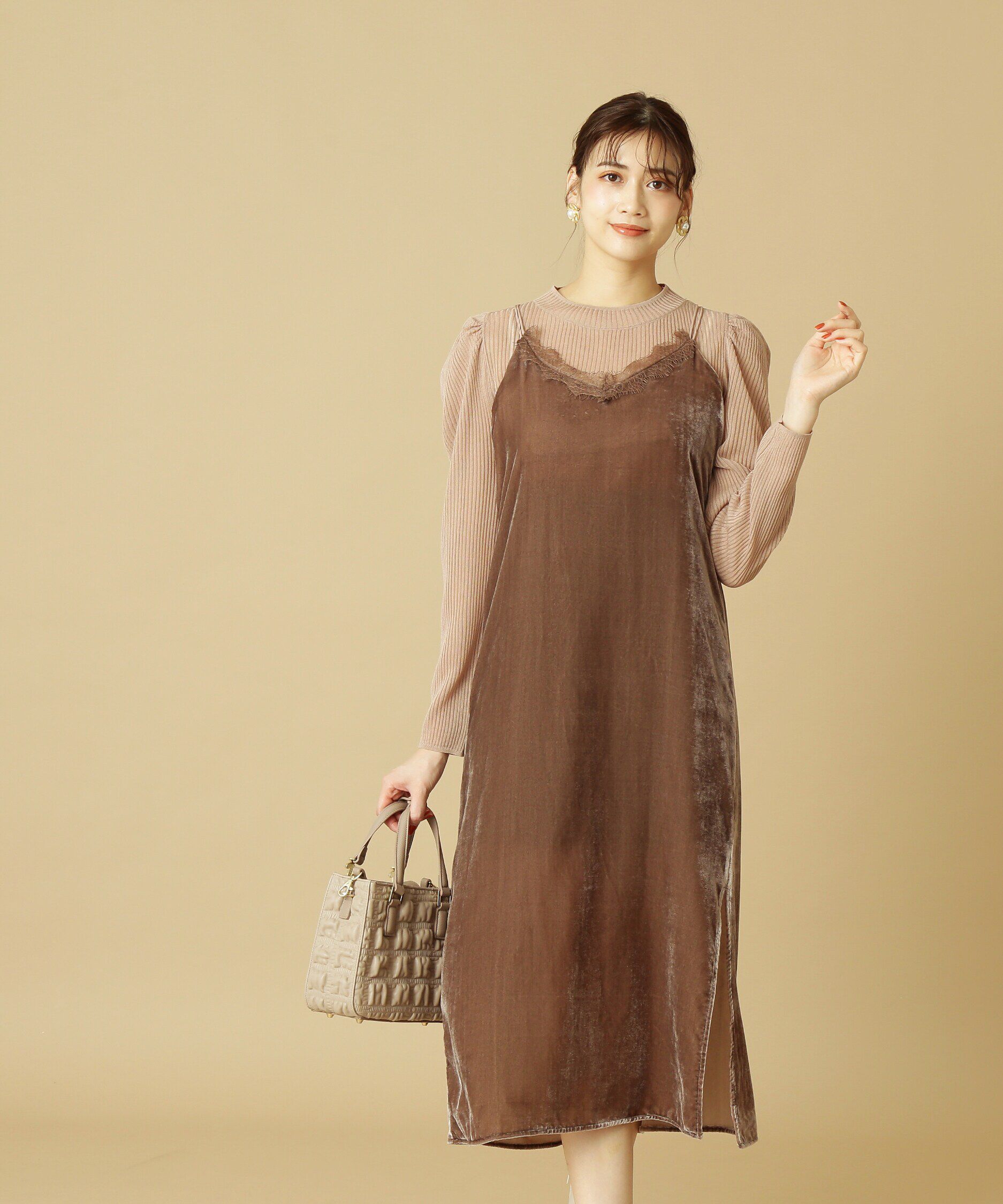  「シアートップスキャミワンピースセット」|ワンピース|