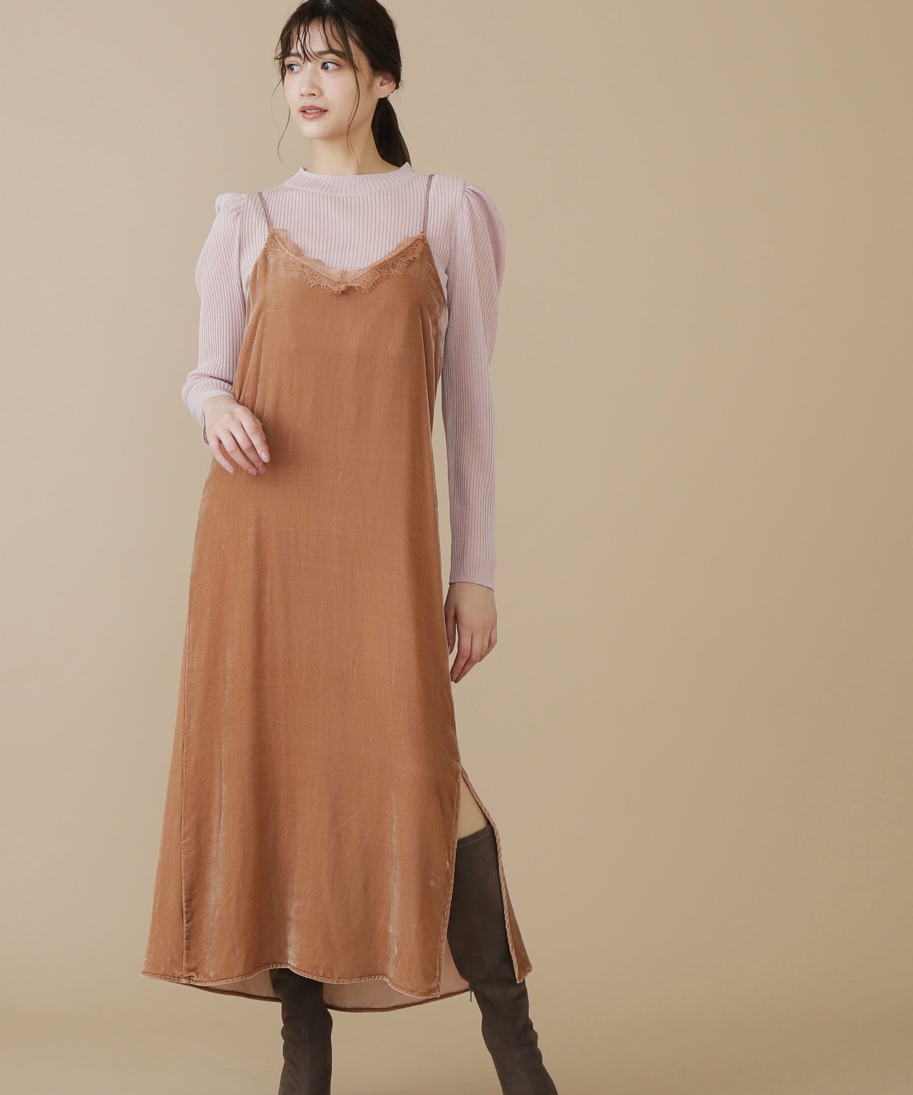  「シアートップスキャミワンピースセット」|ワンピース|