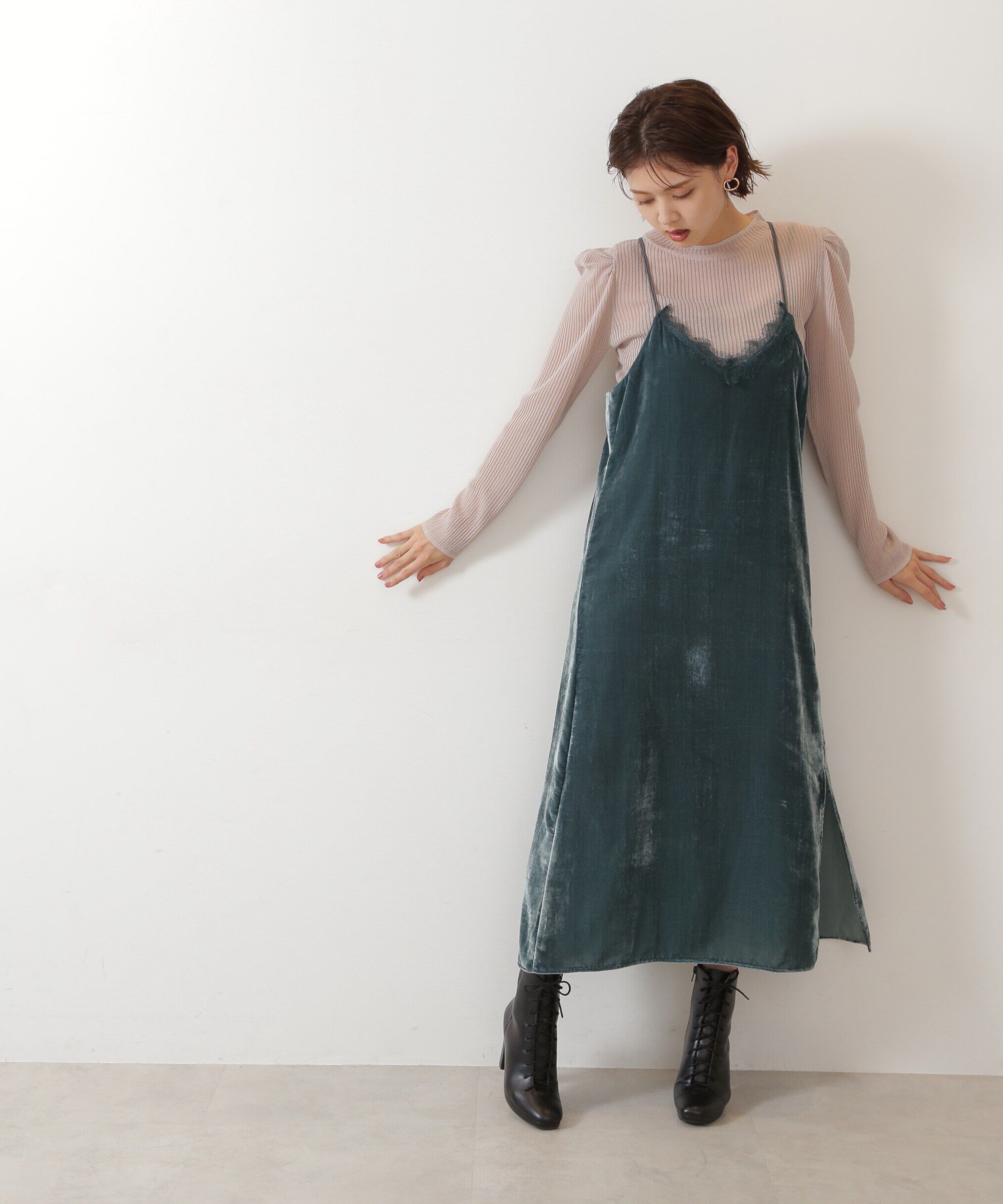  「シアートップスキャミワンピースセット」|ワンピース|