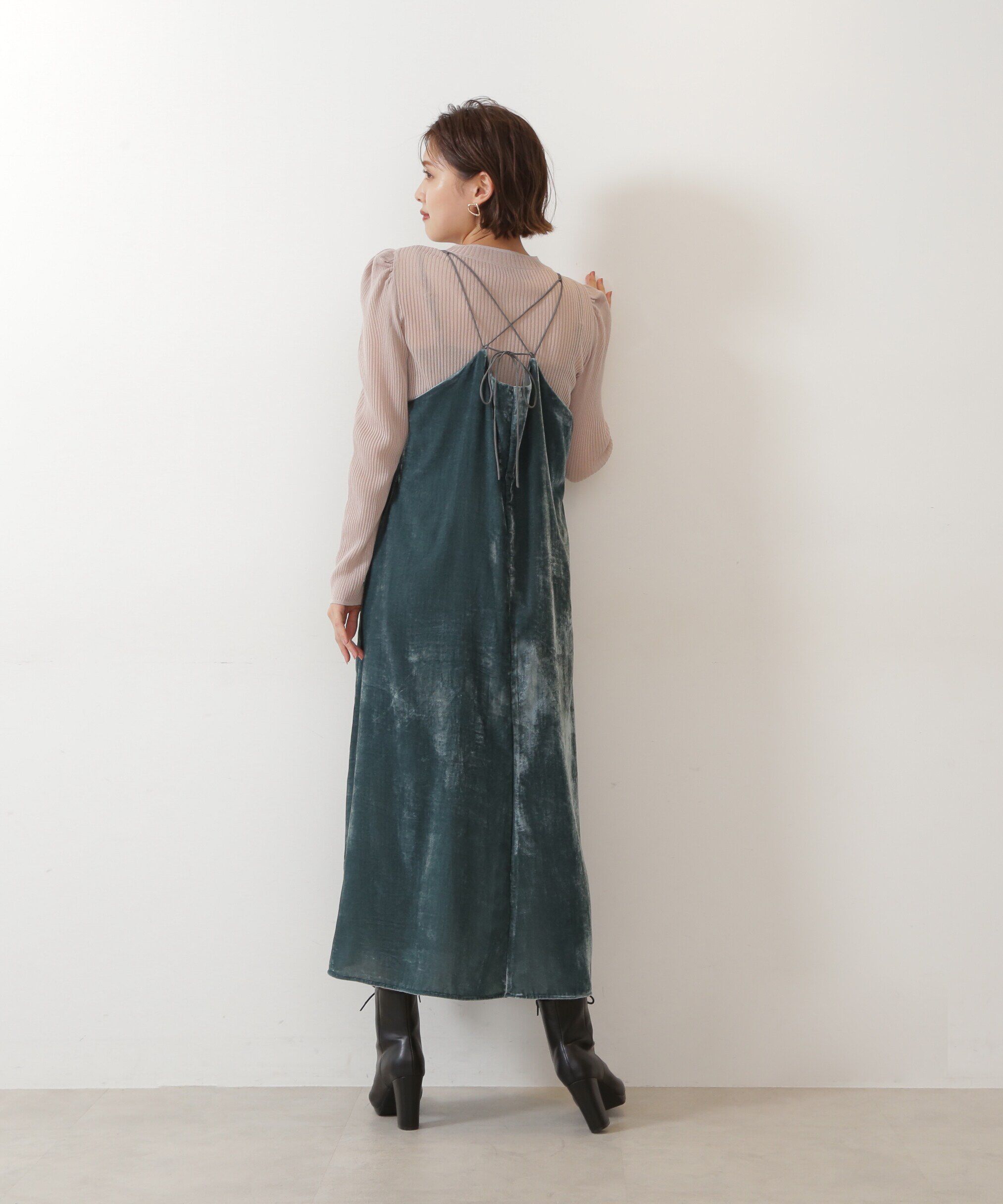  「シアートップスキャミワンピースセット」|ワンピース|