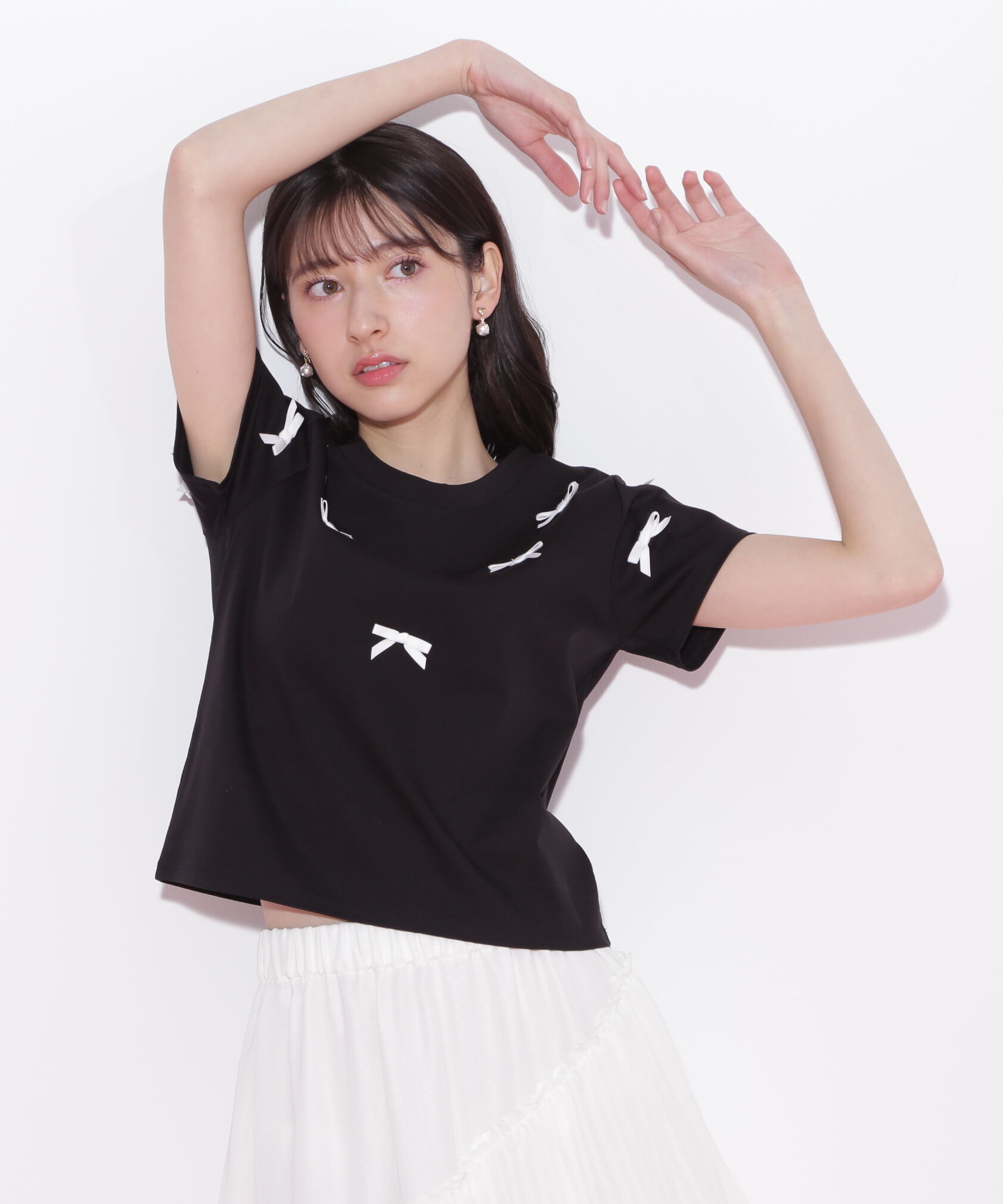  「ランダムリボンTシャツ」|Tシャツ・カットソー|ブラック