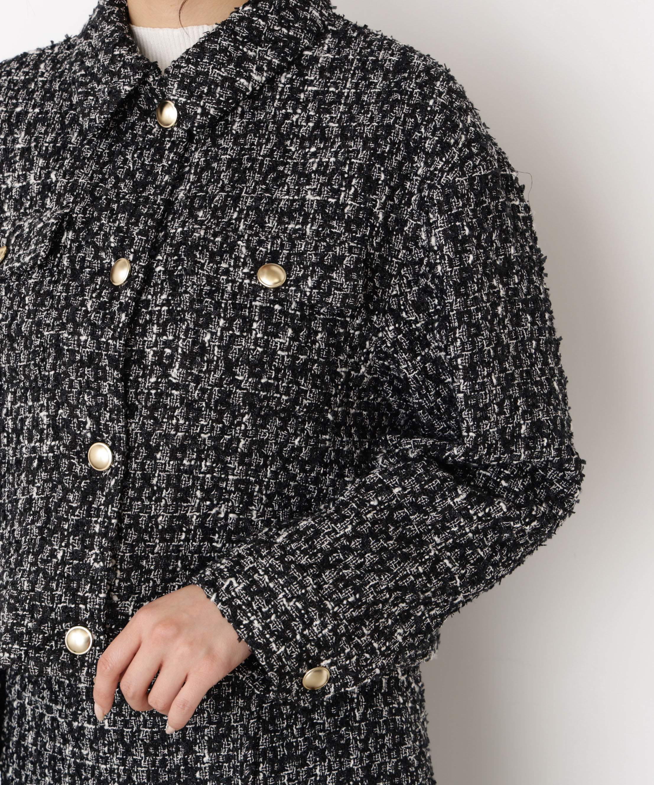 PROPORTION BODY DRESSING「ラメツイードブルゾン 25AW」|ブルゾン・スタジャン|