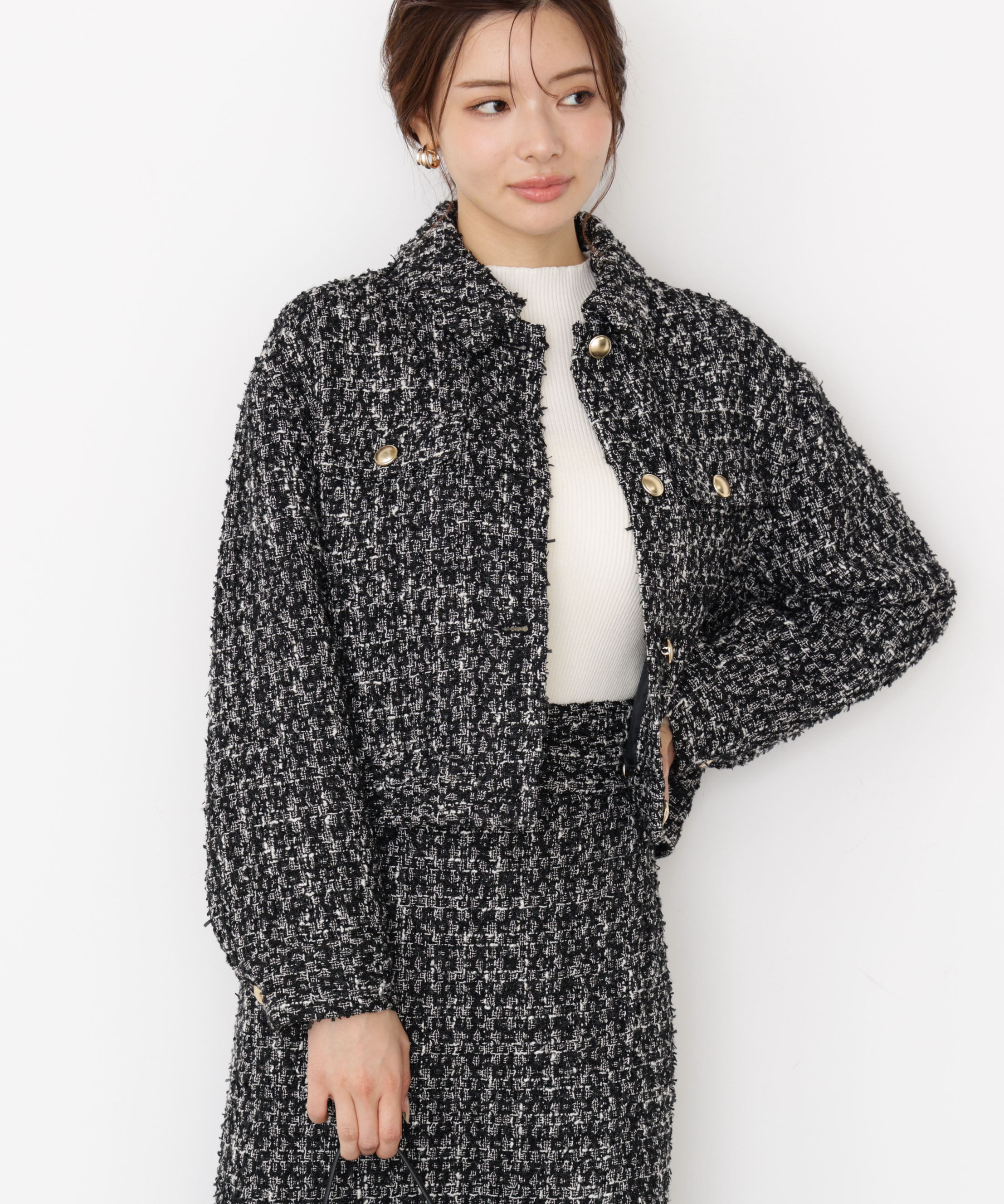 PROPORTION BODY DRESSING「ラメツイードブルゾン 25AW」|ブルゾン・スタジャン|