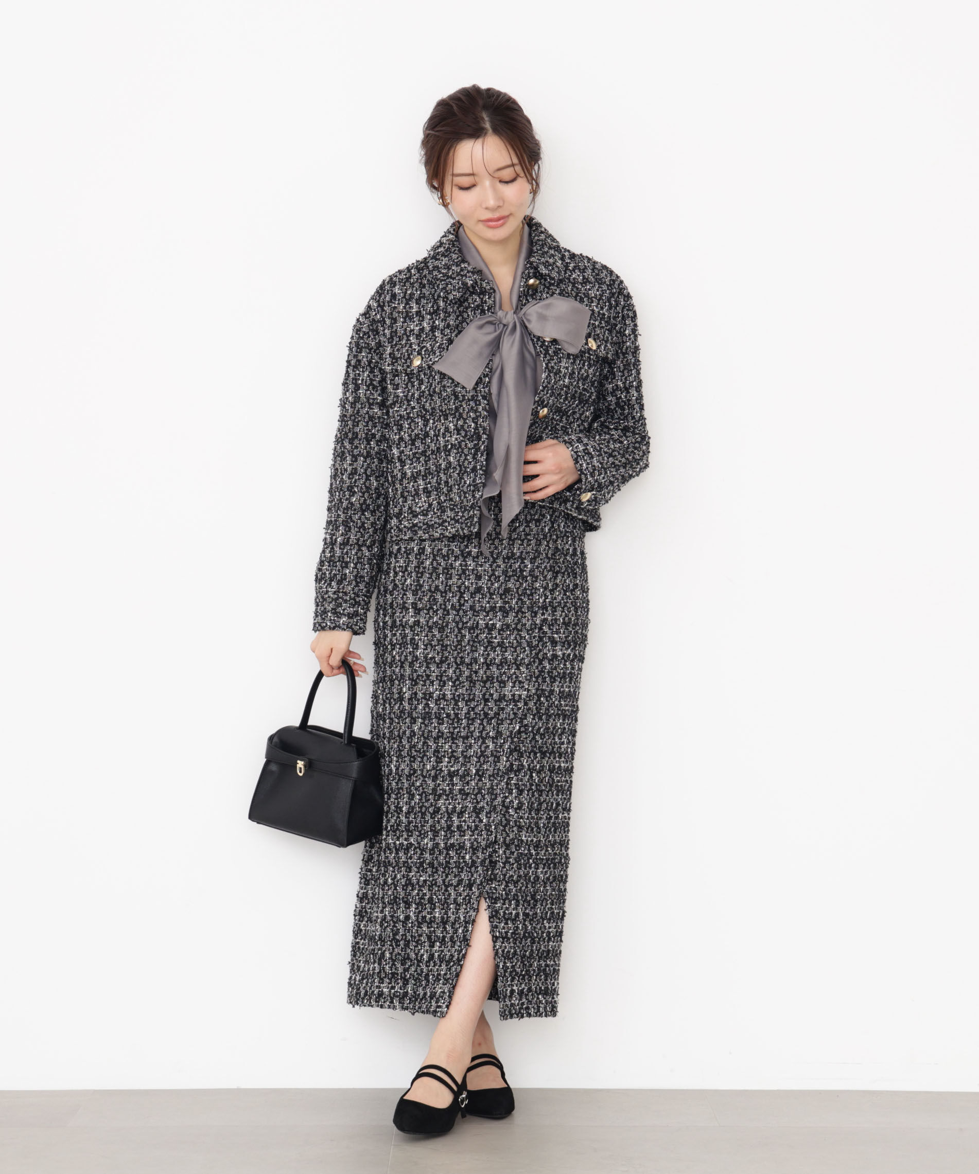 PROPORTION BODY DRESSING「ラメツイードブルゾン 25AW」|ブルゾン・スタジャン|