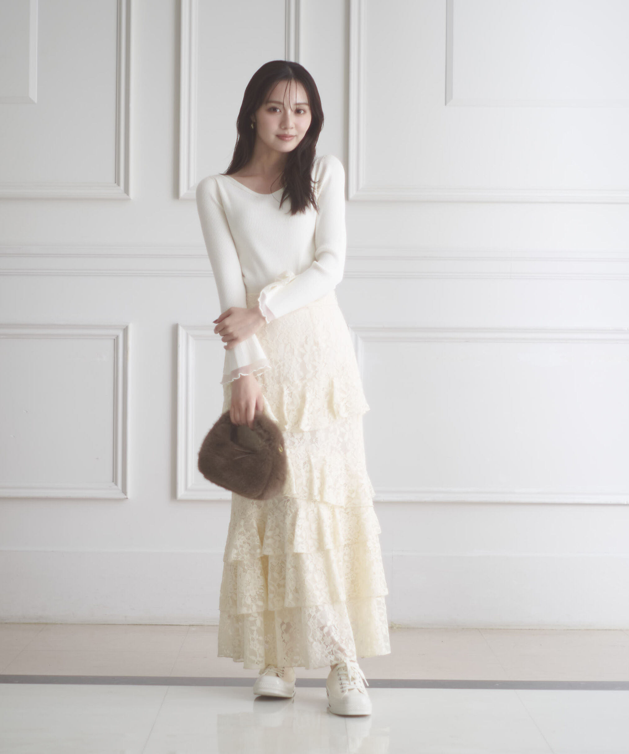 PROPORTION BODY DRESSING「＜ハンドウォッシャブル＞ハートネック部分シアースリーブニット 25AW」|ニット・セーター|