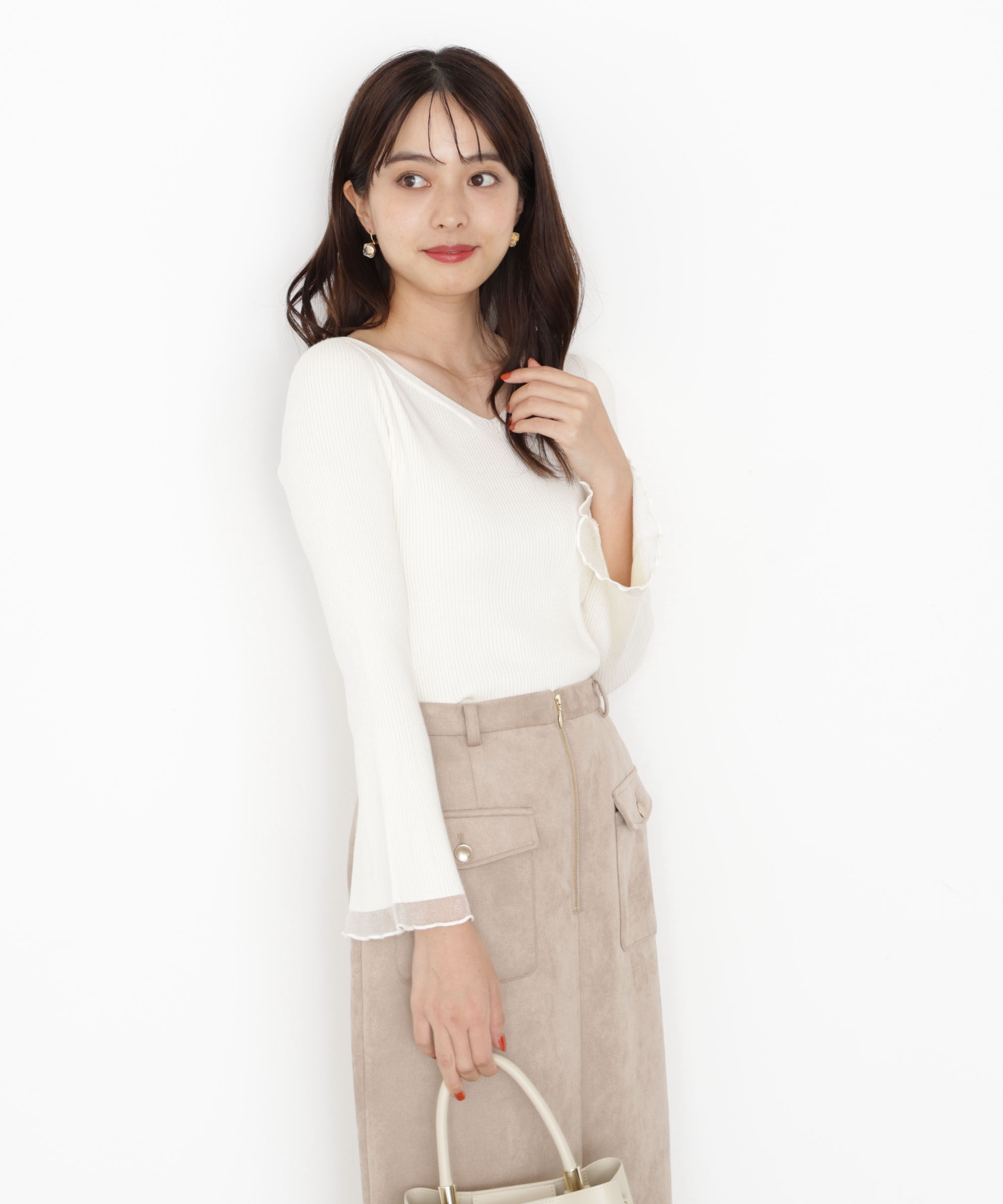 PROPORTION BODY DRESSING「＜ハンドウォッシャブル＞ハートネック部分シアースリーブニット 25AW」|ニット・セーター|