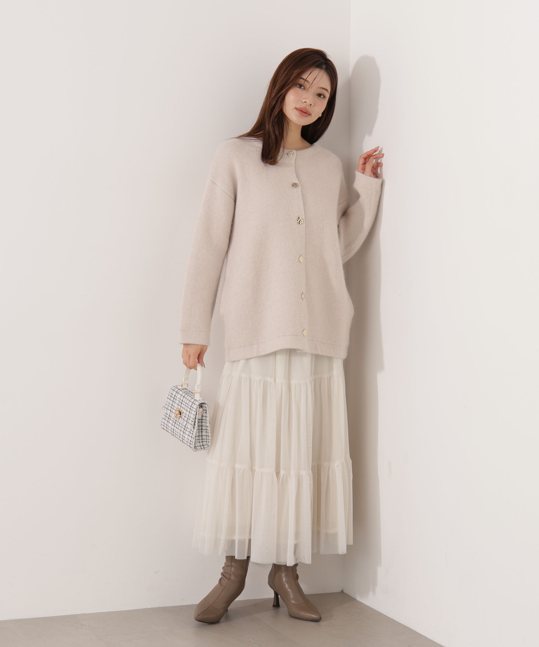 PROPORTION BODY DRESSING「FOX混ダブルフェイスニットカーディガン 25AW」|カーディガン|