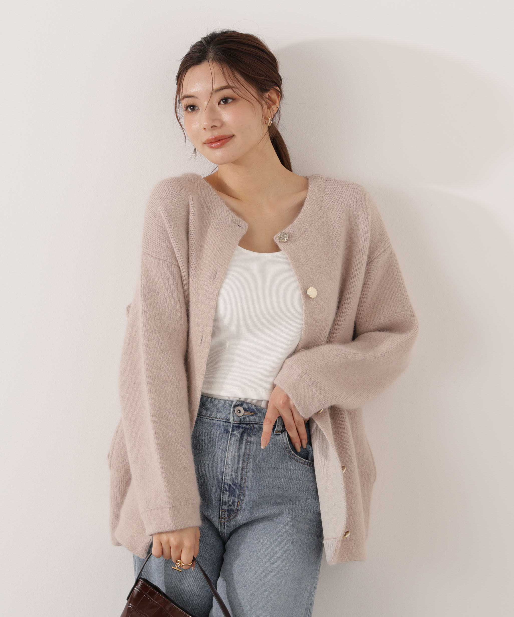 PROPORTION BODY DRESSING「FOX混ダブルフェイスニットカーディガン 25AW」|カーディガン|