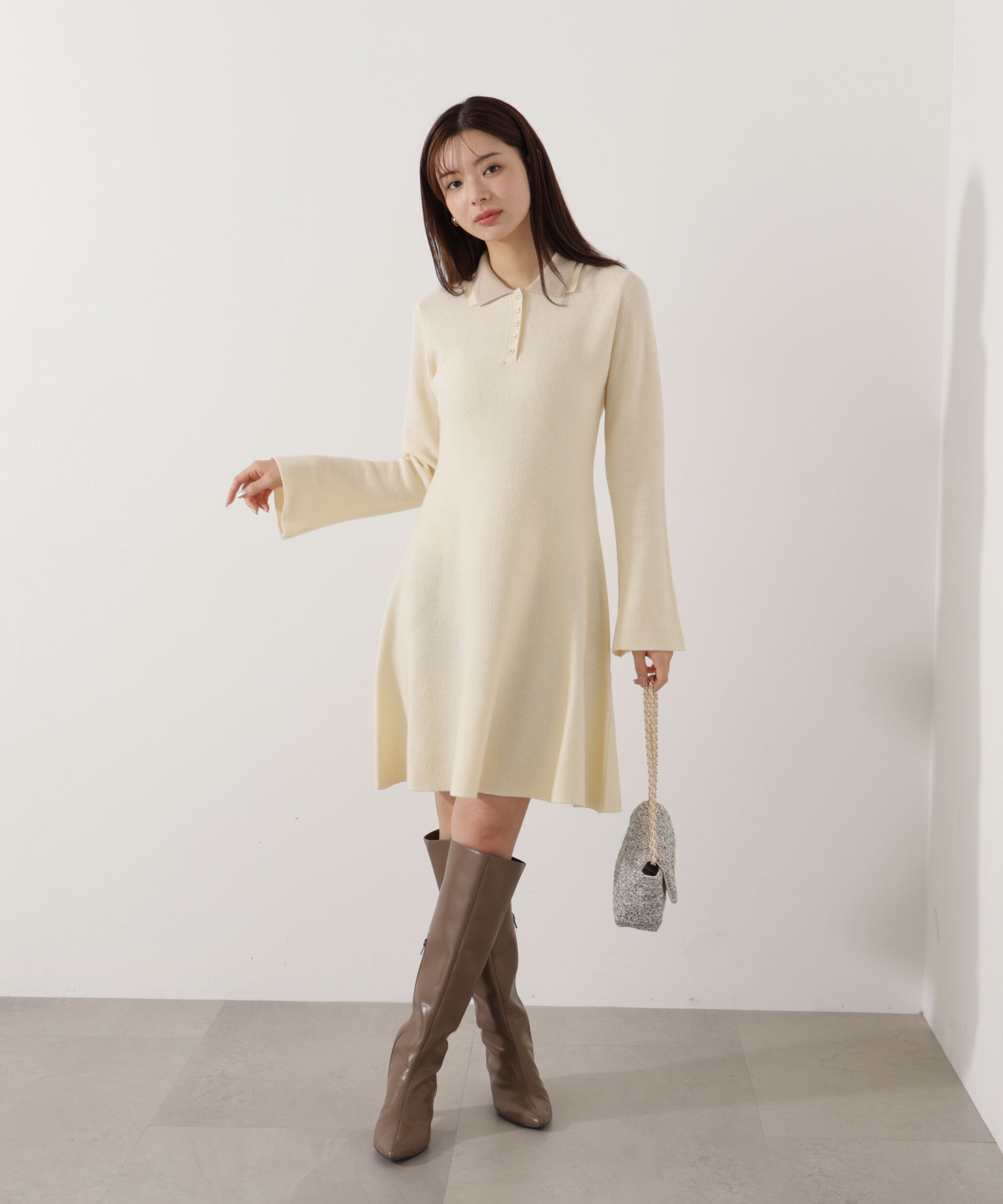 PROPORTION BODY DRESSING「《EDIT COLOGNE》ポロミニニットワンピース」|ワンピース|