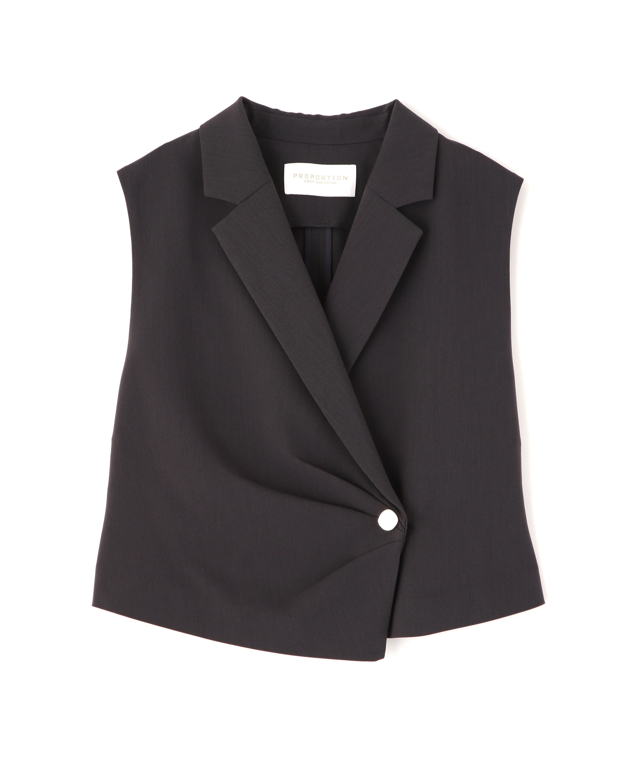 PROPORTION BODY DRESSING「タックアシメジレ　26SS」|ブルゾン・スタジャン|