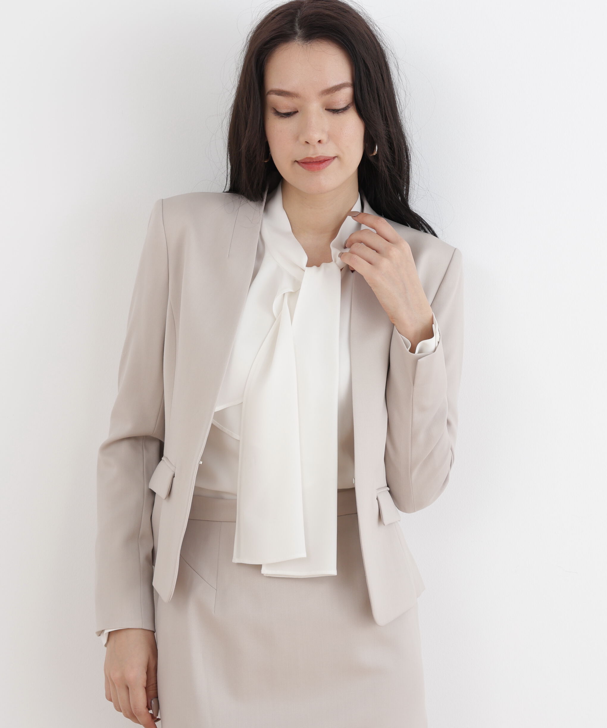  「ドライツイルノーカラージャケット」|その他|ベージュ