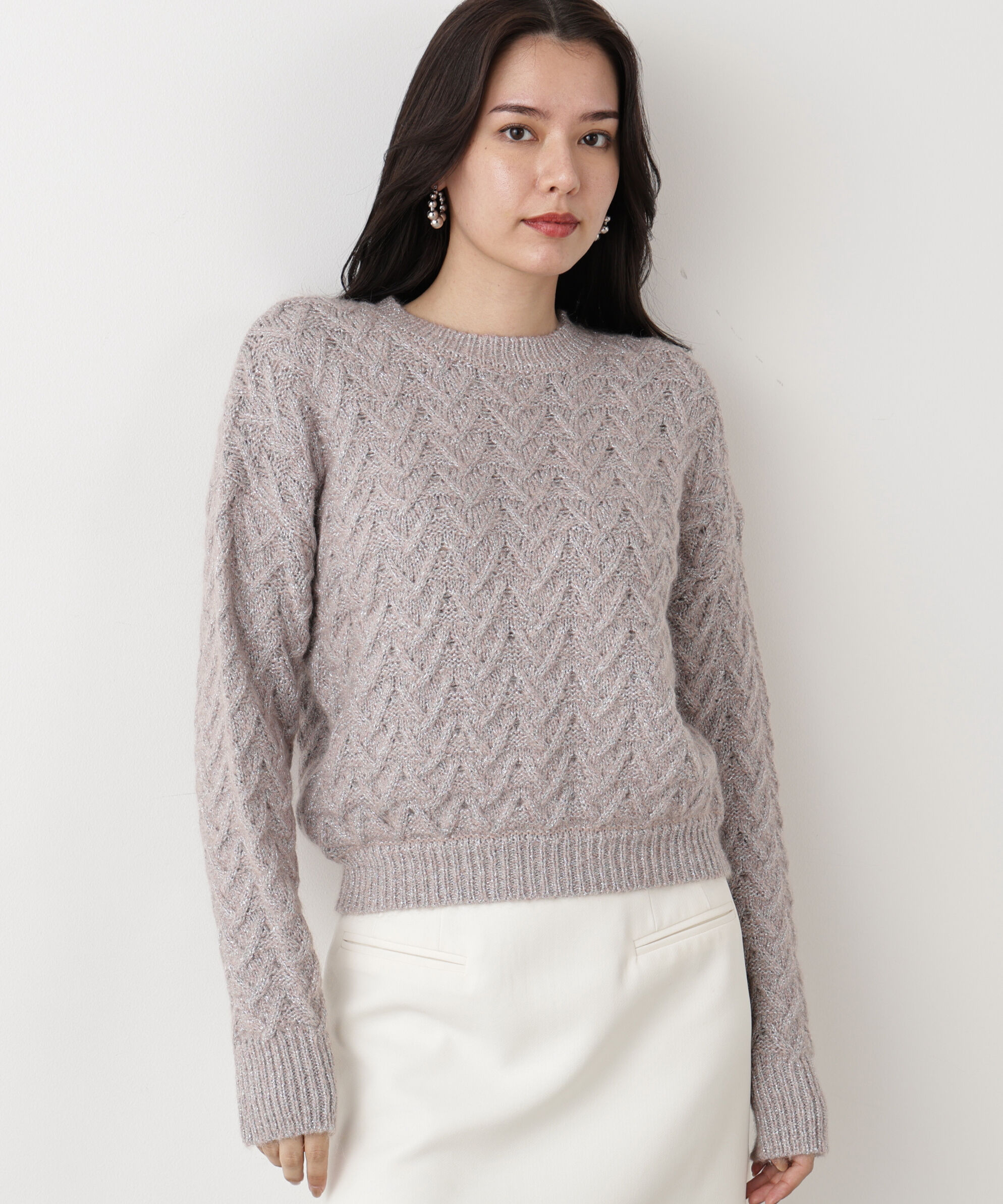  「◆ラメケーブルニットプルオーバー」|ニット・セーター|