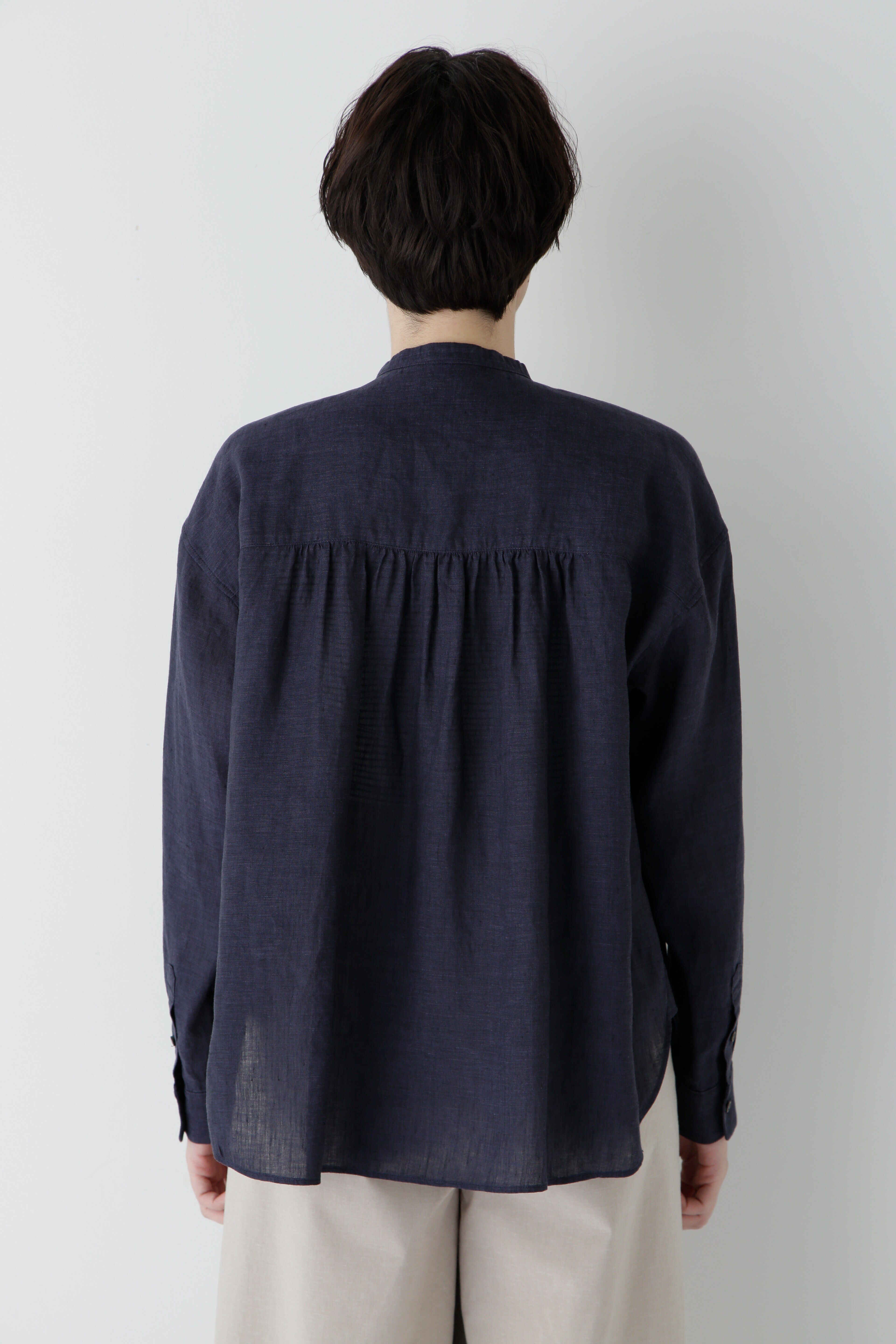  「◆ハードマンリネンバンドカラーシャツブラウス」|シャツ・ブラウス|