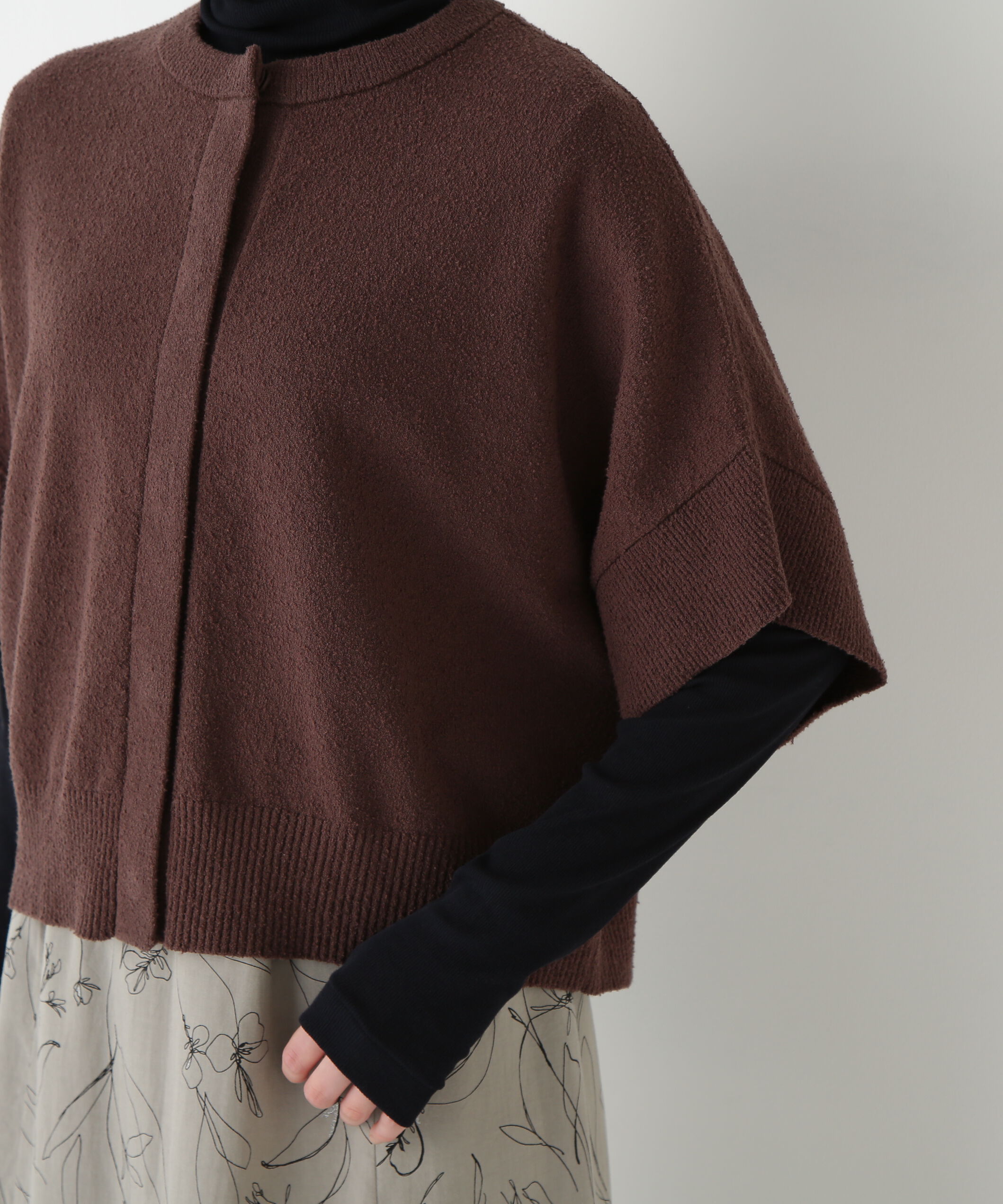  「◆綿ナイロンブークレ半袖カーディガン」|ニット・セーター|