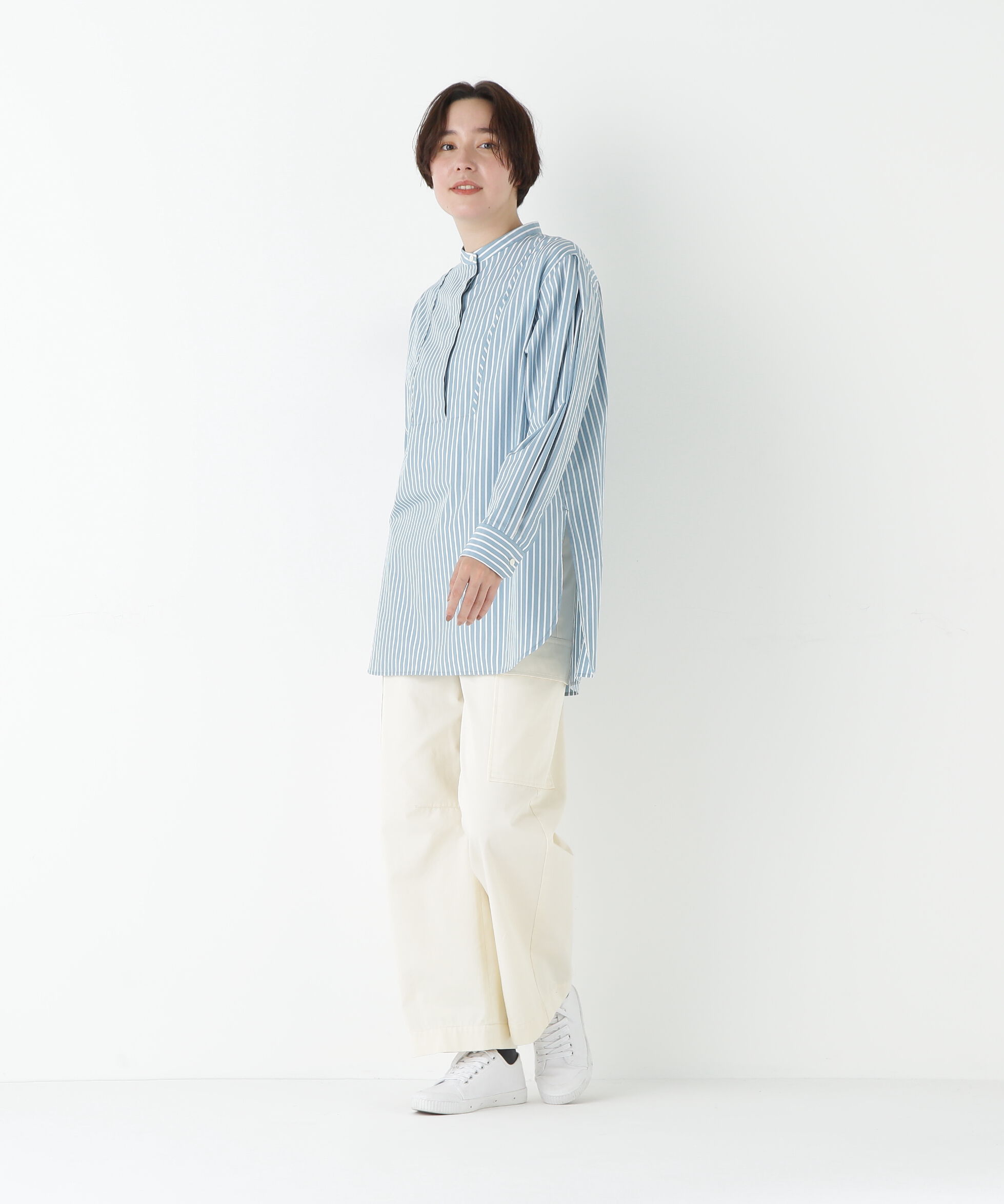  「◆ストライプオーバーブラウス」|シャツ・ブラウス|