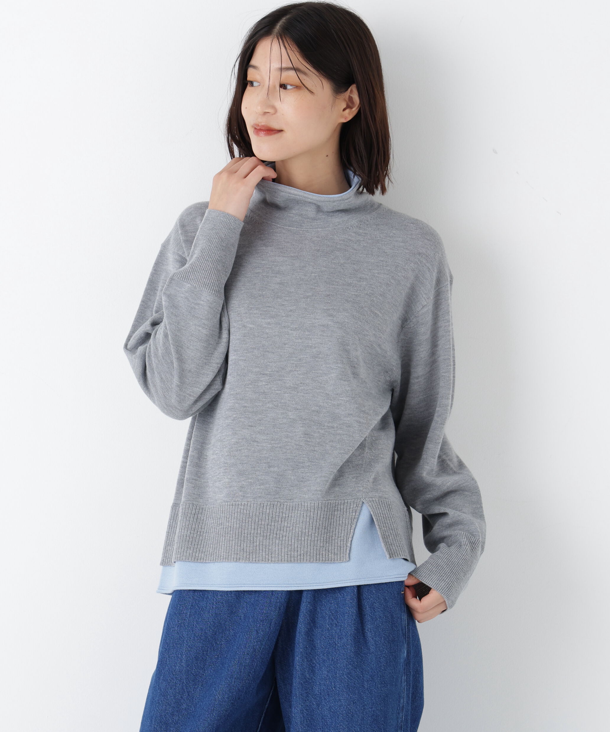  「◆《ウォッシャブル》ウールＭＩＸハイゲージバイカラータートルＰ／Ｏ」|ニット・セーター|