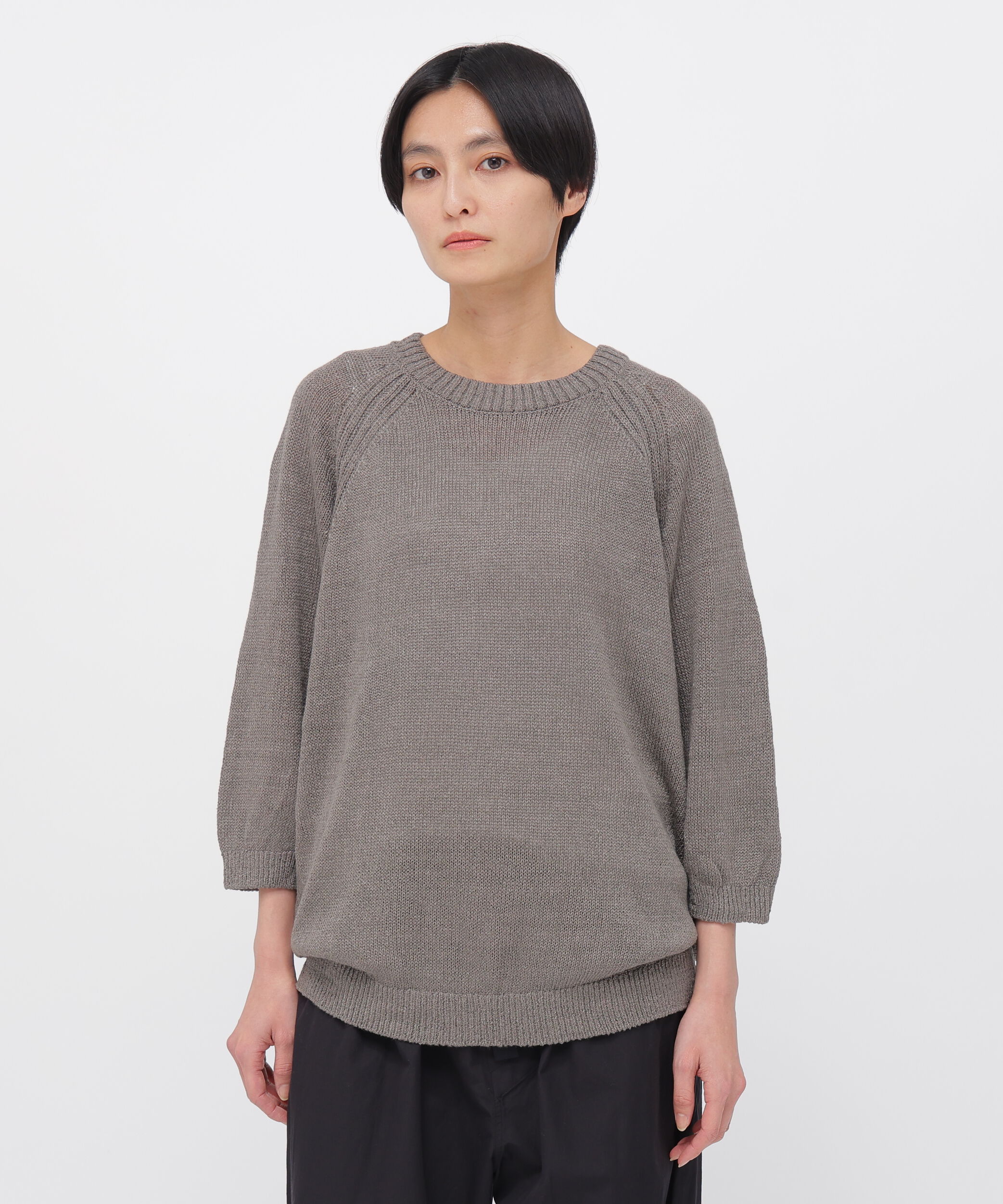 MARGARET HOWELL HOUSEHOLDGOODS「BRAIDED LINEN KNITWEAR」|ニット・セーター|MID GREY2