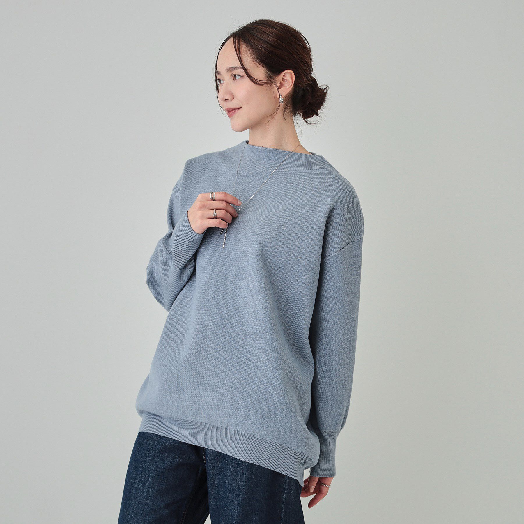 SHOO･LA･RUE「【洗える/体型カバー】絶妙なネックラインにこだわった コクーンニット」|ニット・セーター|