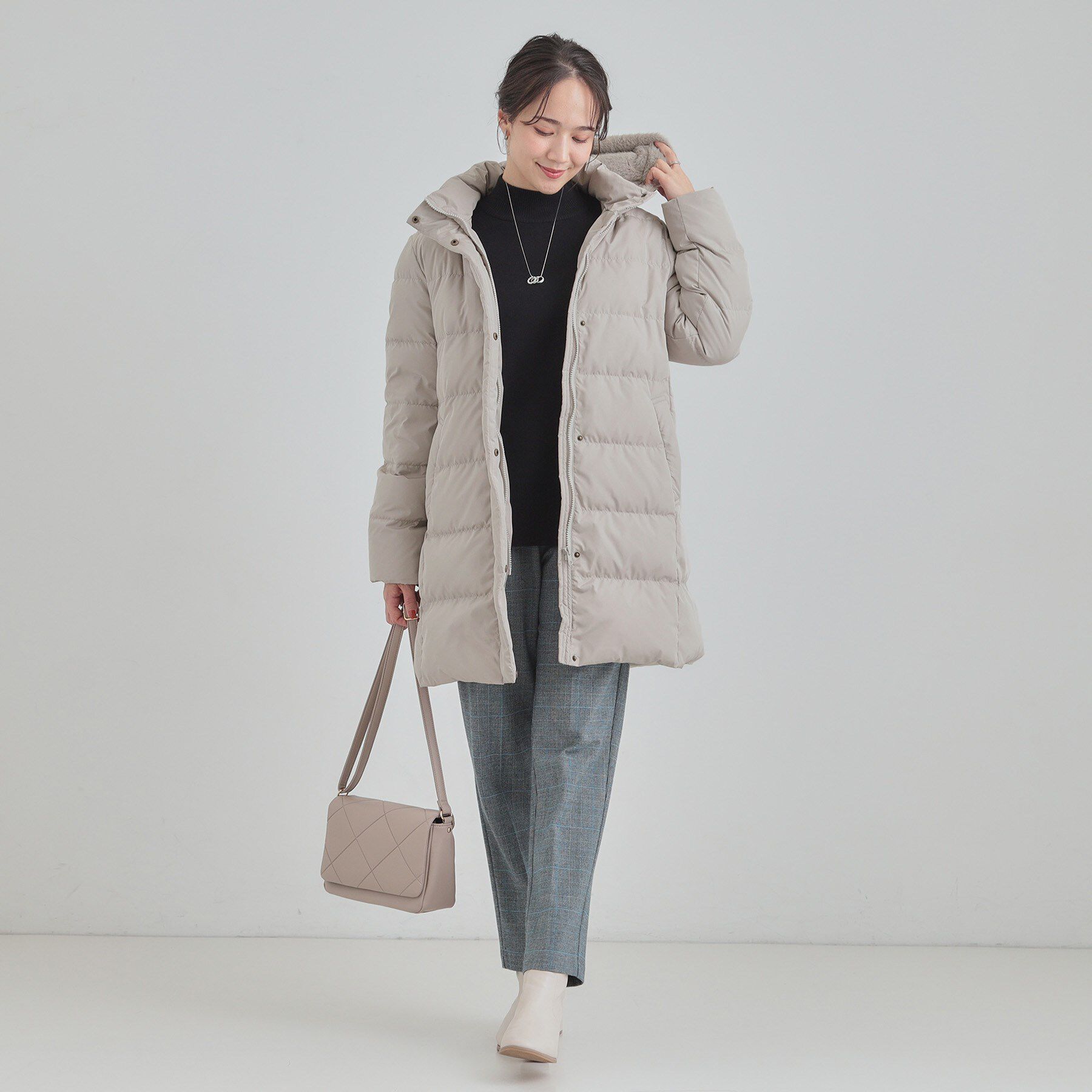 SHOO･LA･RUE「【洗濯機可/撥水】フェイクファーフード ロングダウン」|ダウン|