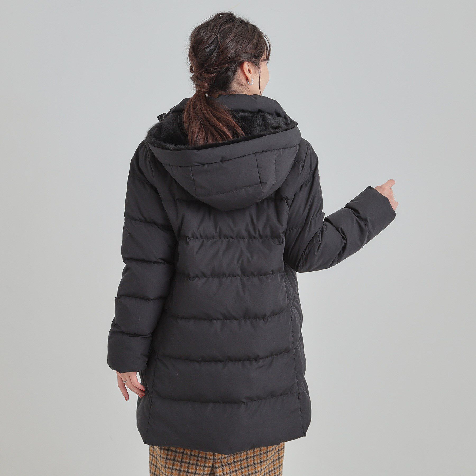 SHOO･LA･RUE「【洗濯機可/撥水】フェイクファーフード ロングダウン」|ダウン|