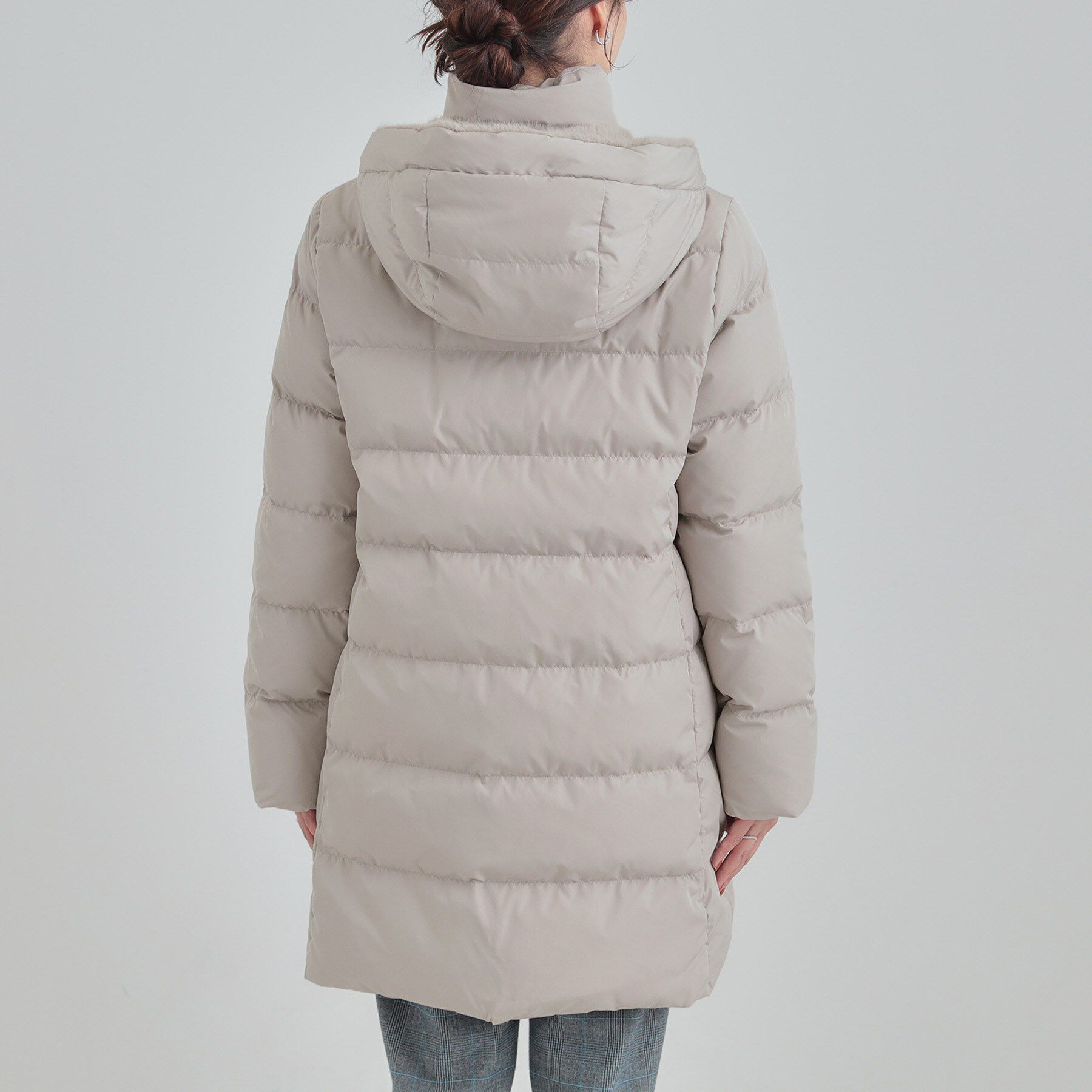 SHOO･LA･RUE「【洗濯機可/撥水】フェイクファーフード ロングダウン」|ダウン|