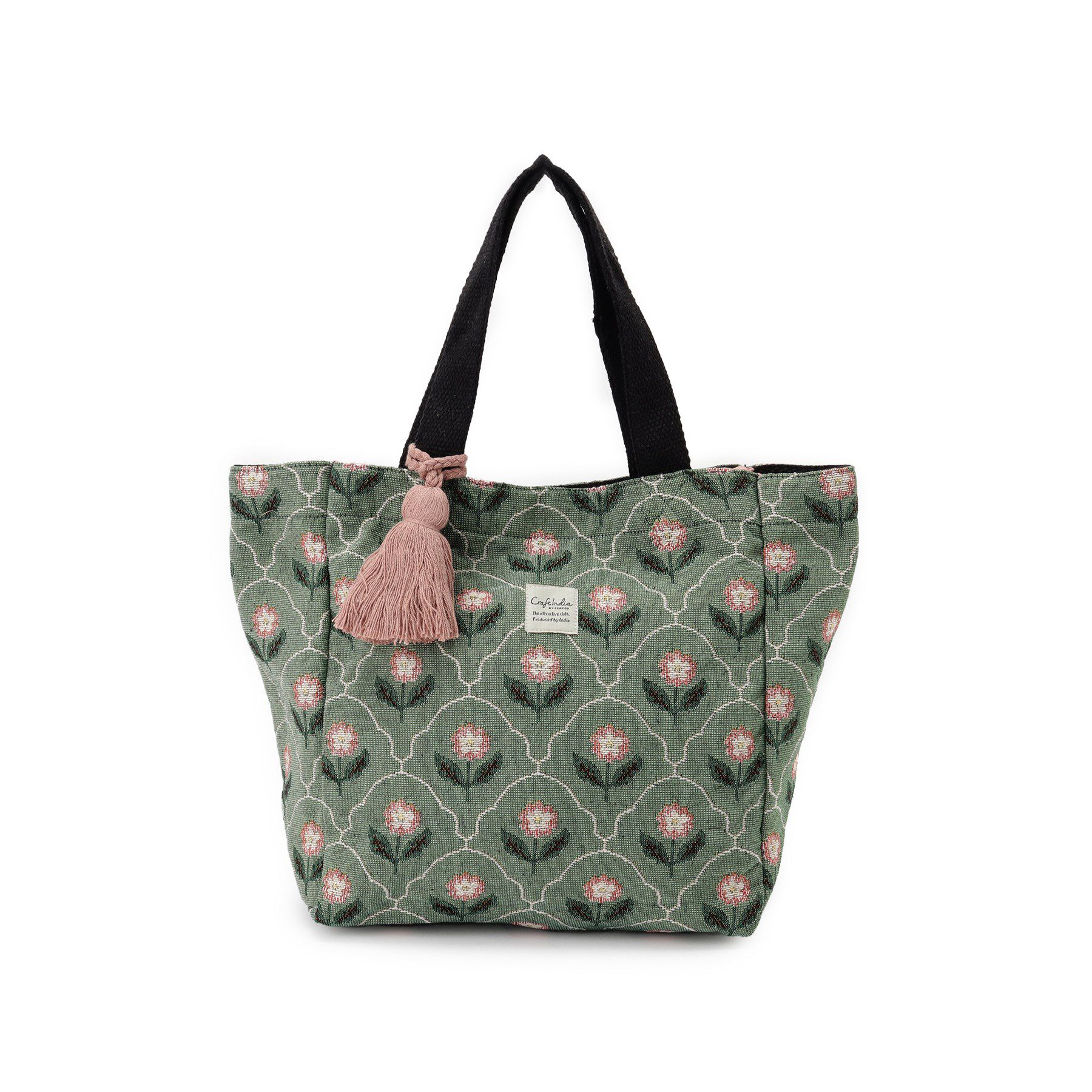 SHOO･LA･RUE「インド製ジャカードランチトートバッグ」|トートバッグ|グリーン(422)