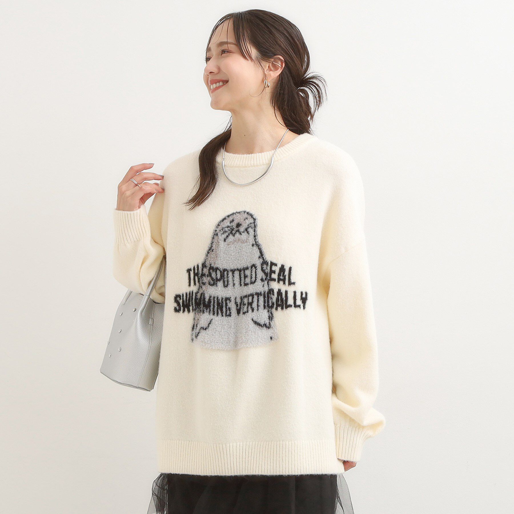 SHOO･LA･RUE「【旭山動物園応援商品】ゆるアニマル ふわふわジャカードニット」|ニット・セーター|