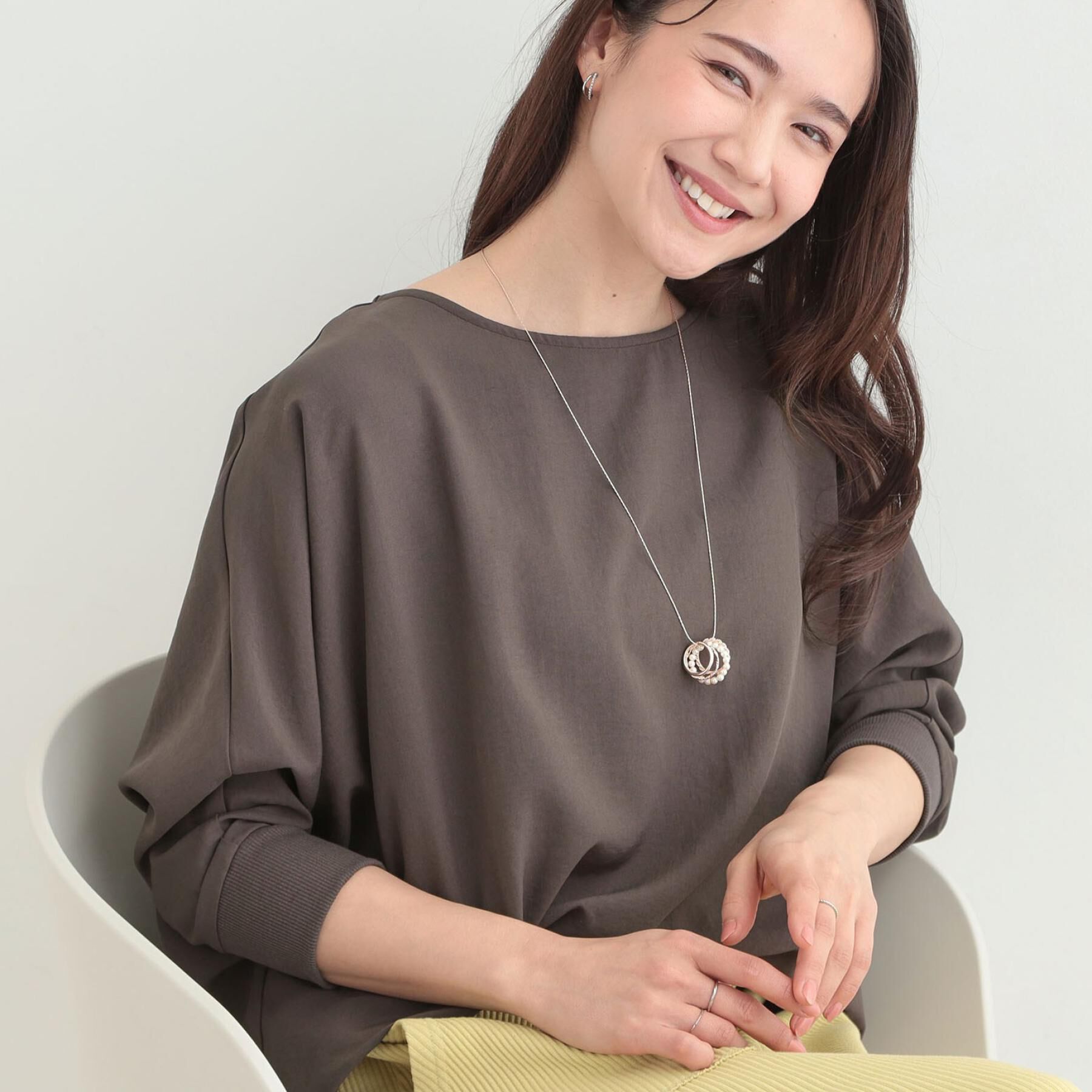 SHOO･LA･RUE「【着丈選べる/体型カバー/洗濯機可】さらさらとろん ドルマンブラウス」|シャツ・ブラウス|ブラウン(044)