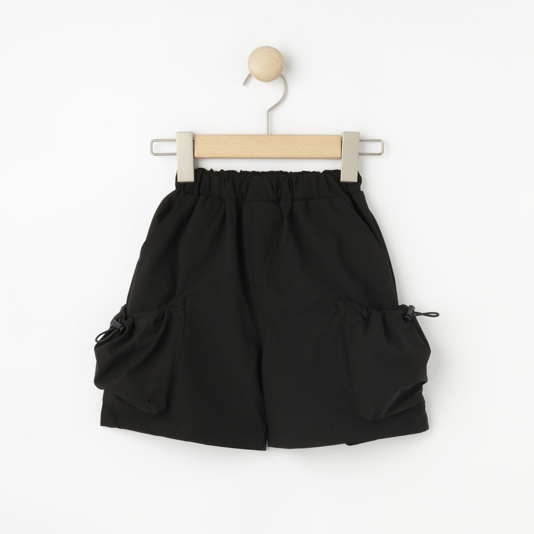 SHOO･LA･RUE「【100-150cm】ショートカーゴパンツ」|キュロット|ブラック(019)