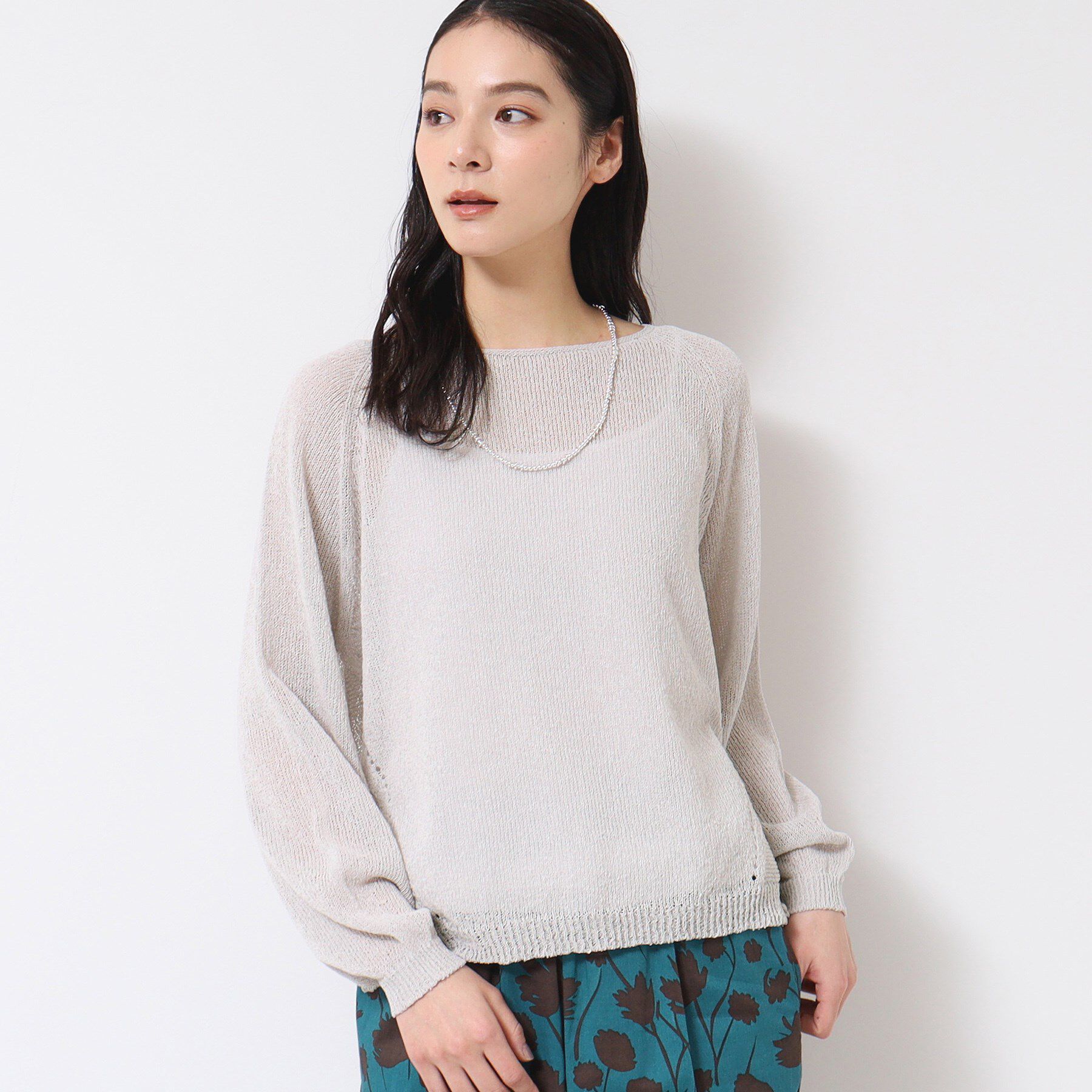 Dessin「【日本製・洗える】ホールガーメントシアーニット」|ニット・セーター|ライトグレー(010