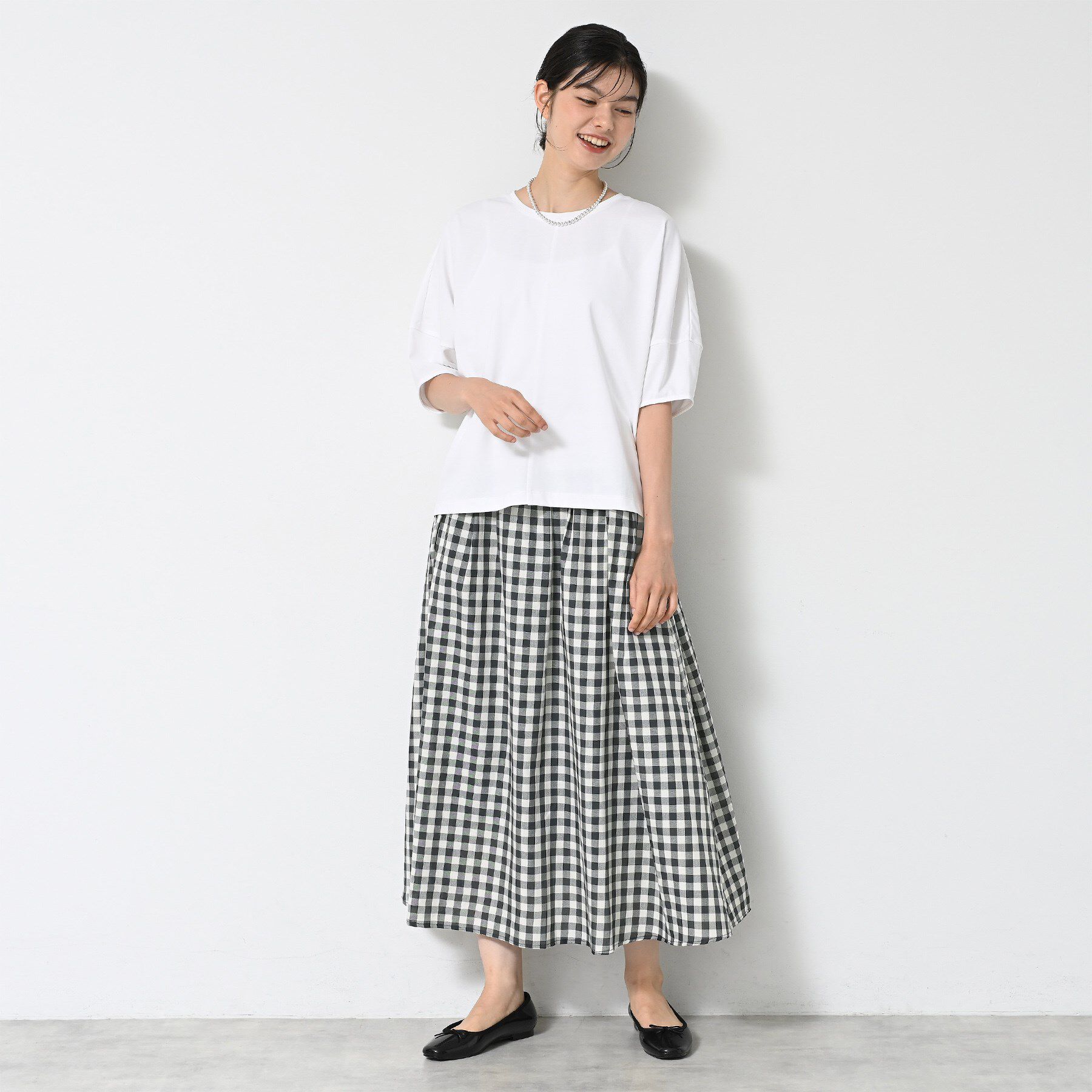 Dessin「【洗える】映えチェック柄ギャザースカート」|スカート|