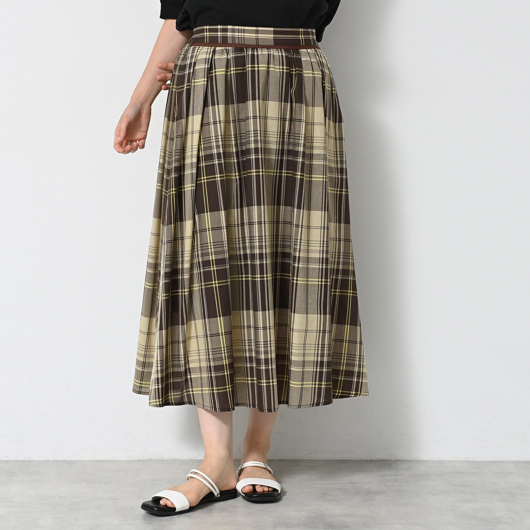 Dessin「【洗える】映えチェック柄ギャザースカート」|スカート|