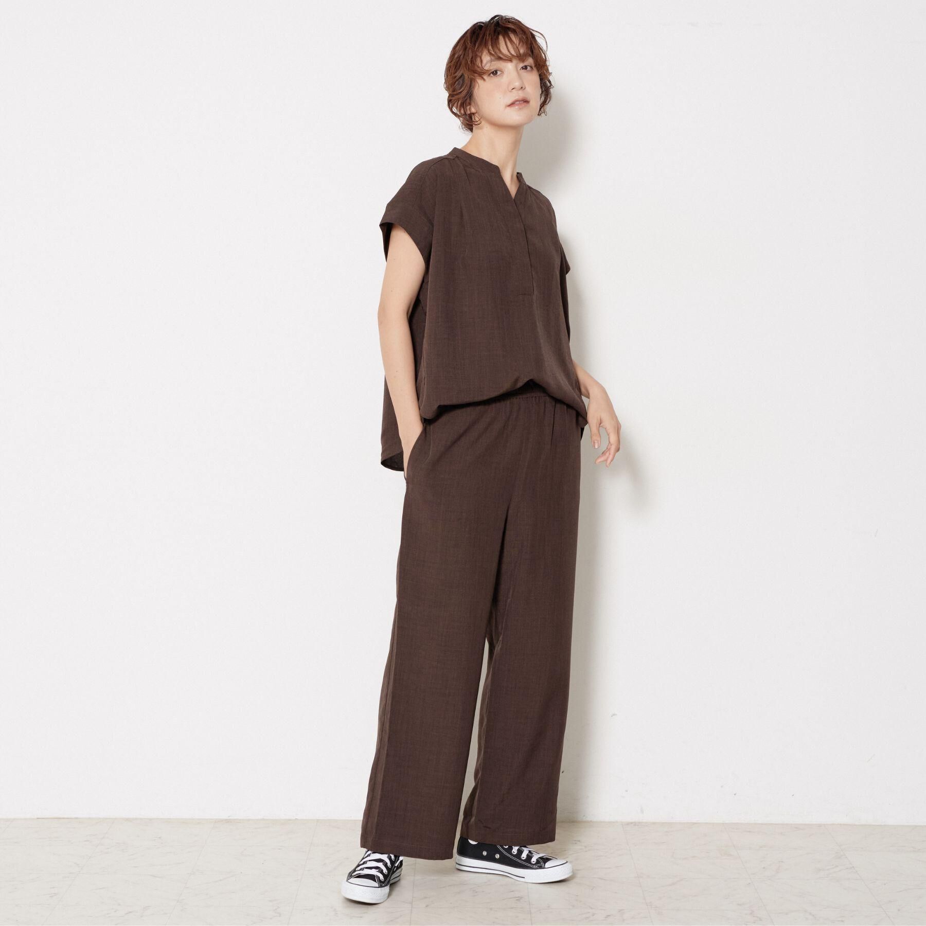 Dessin「【2点セット/ウエストゴム/洗える】スキッパ―シャツ＆ストレートパンツセット」|スーツ|