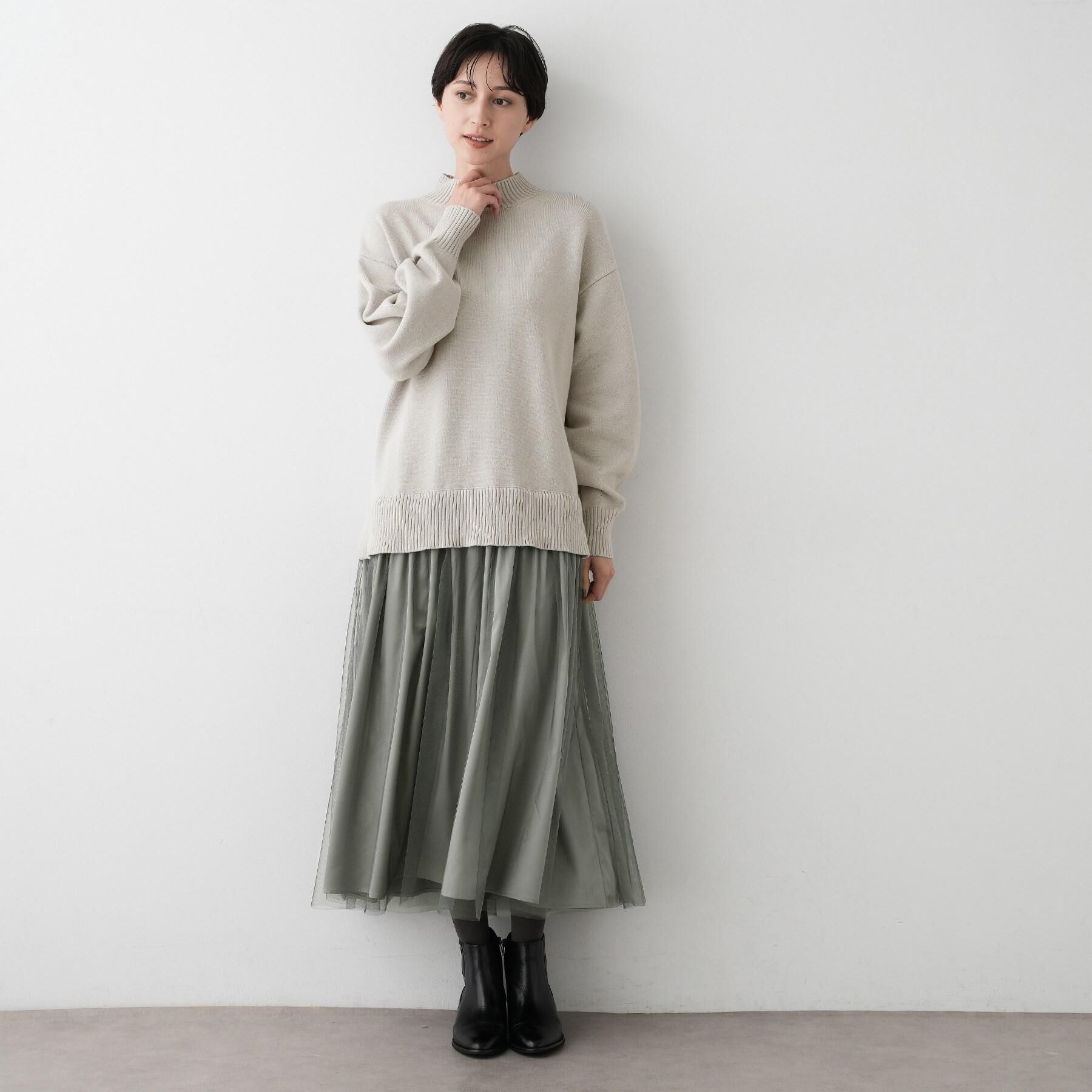 Dessin「【洗える】ニットチュールドッキングワンピース」|ワンピース|